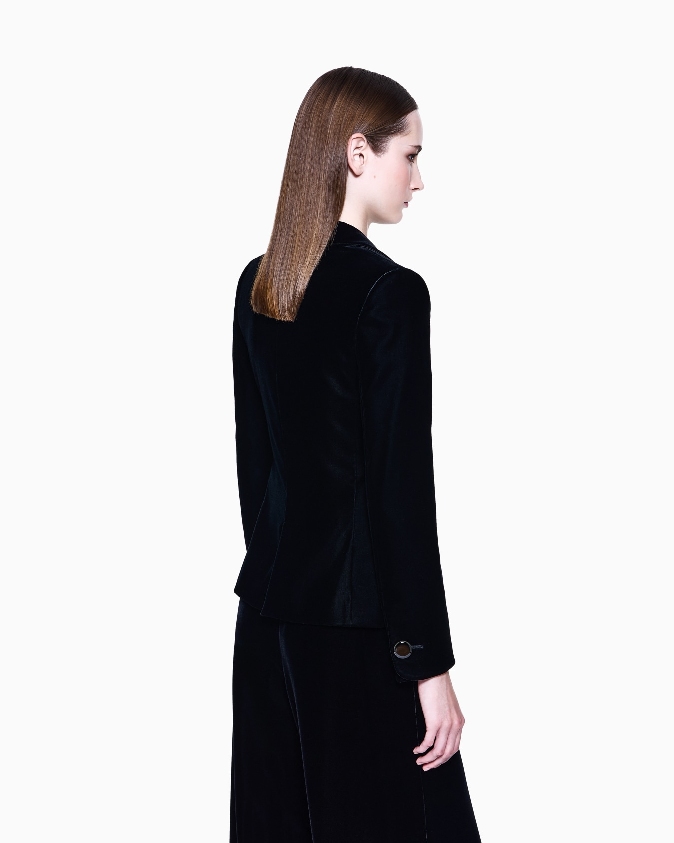 Single-breasted jacket in stretch velvet Slide 2