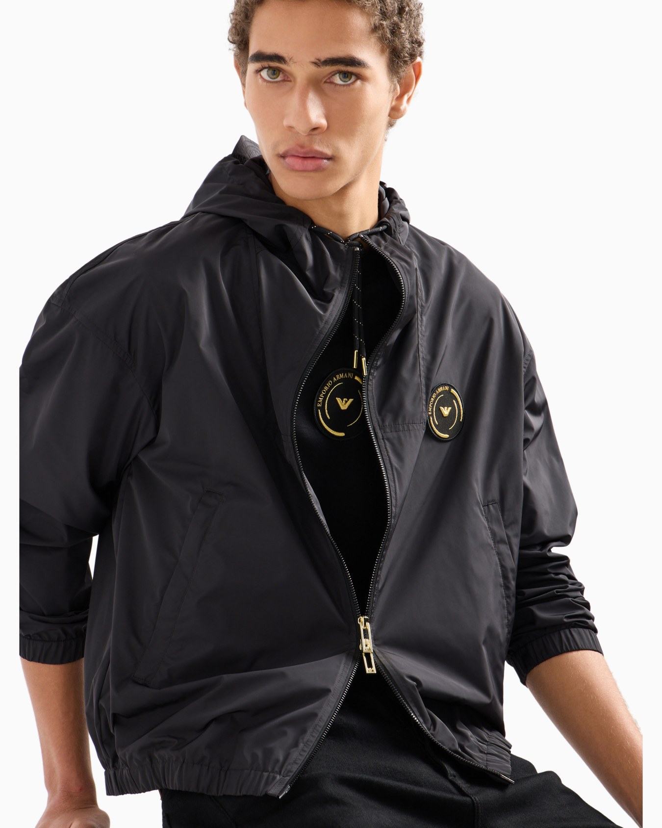 Water-repellent camouflage jacquard nylon blouson with hood and Ramadan capsule collection patch Slide 5