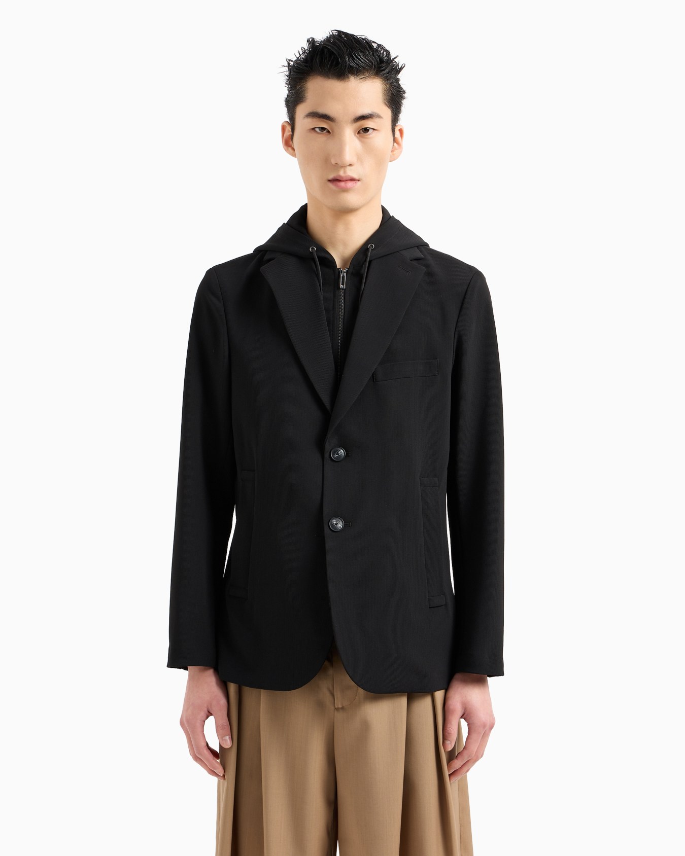 Blazer with dickey and hood, made of canneté fabric Diapositiva 3