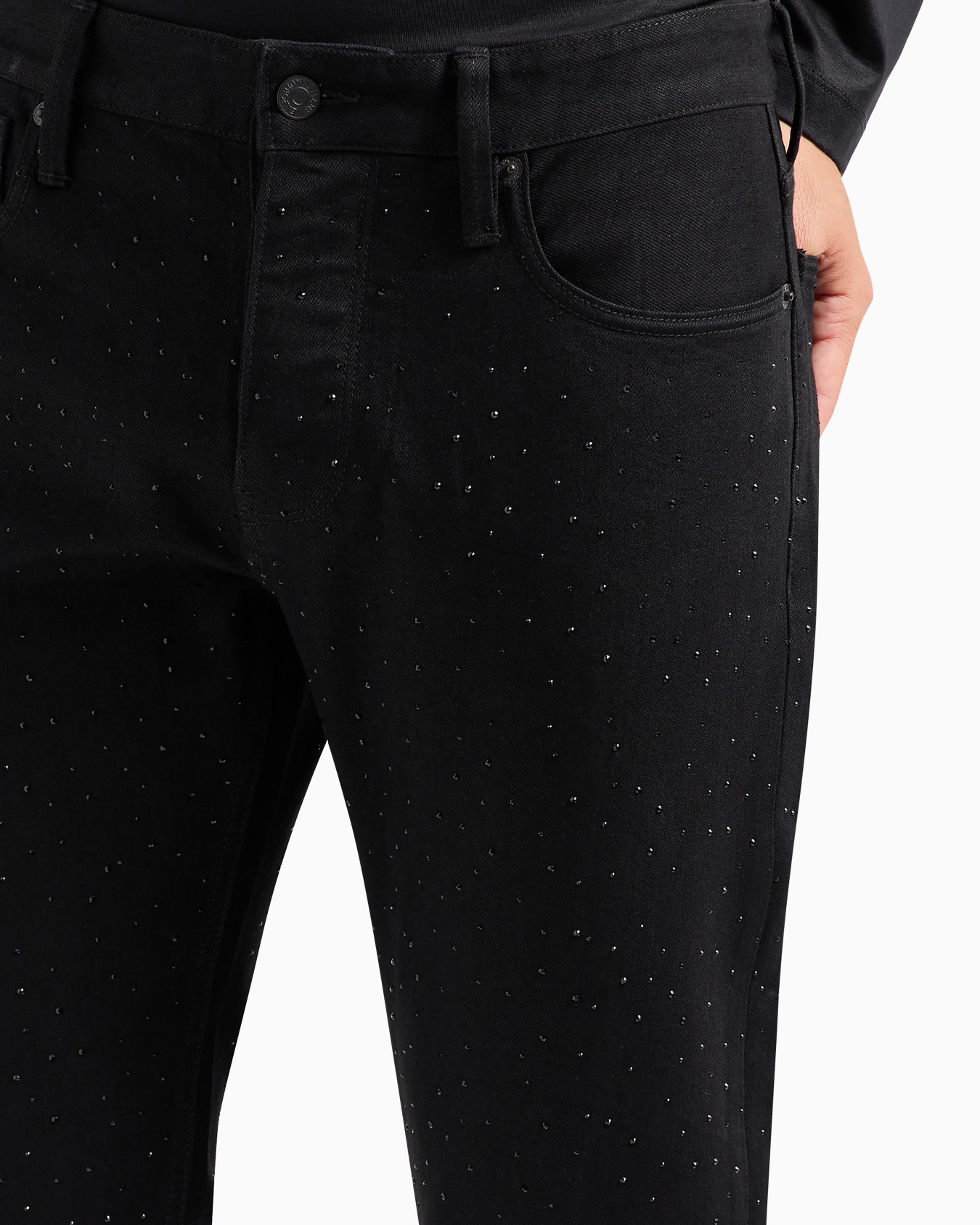 J75 Clubwear slim-fit bull denim jeans with all-over rhinestones Slide 4