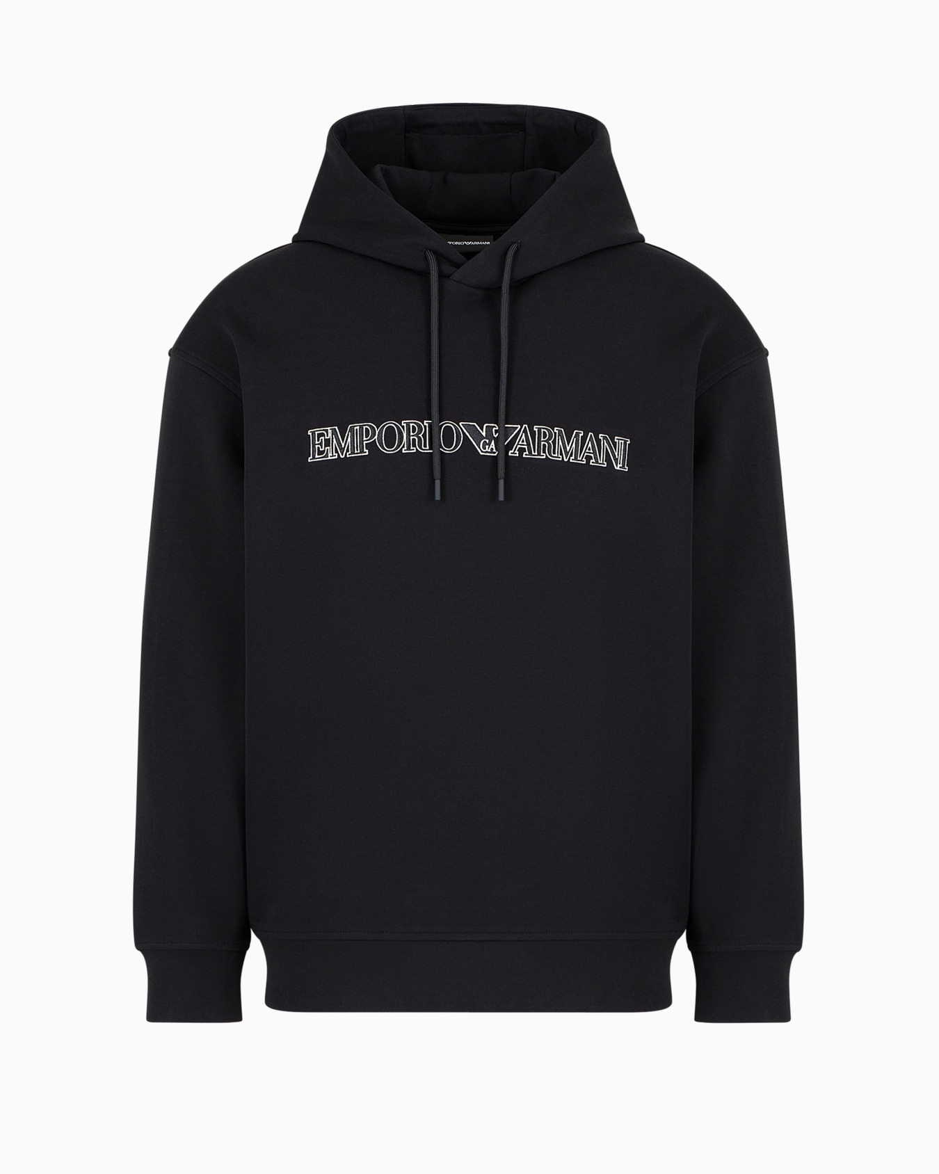 Oversized double-jersey hooded sweatshirt with logo embroidery trim Diapositiva 0
