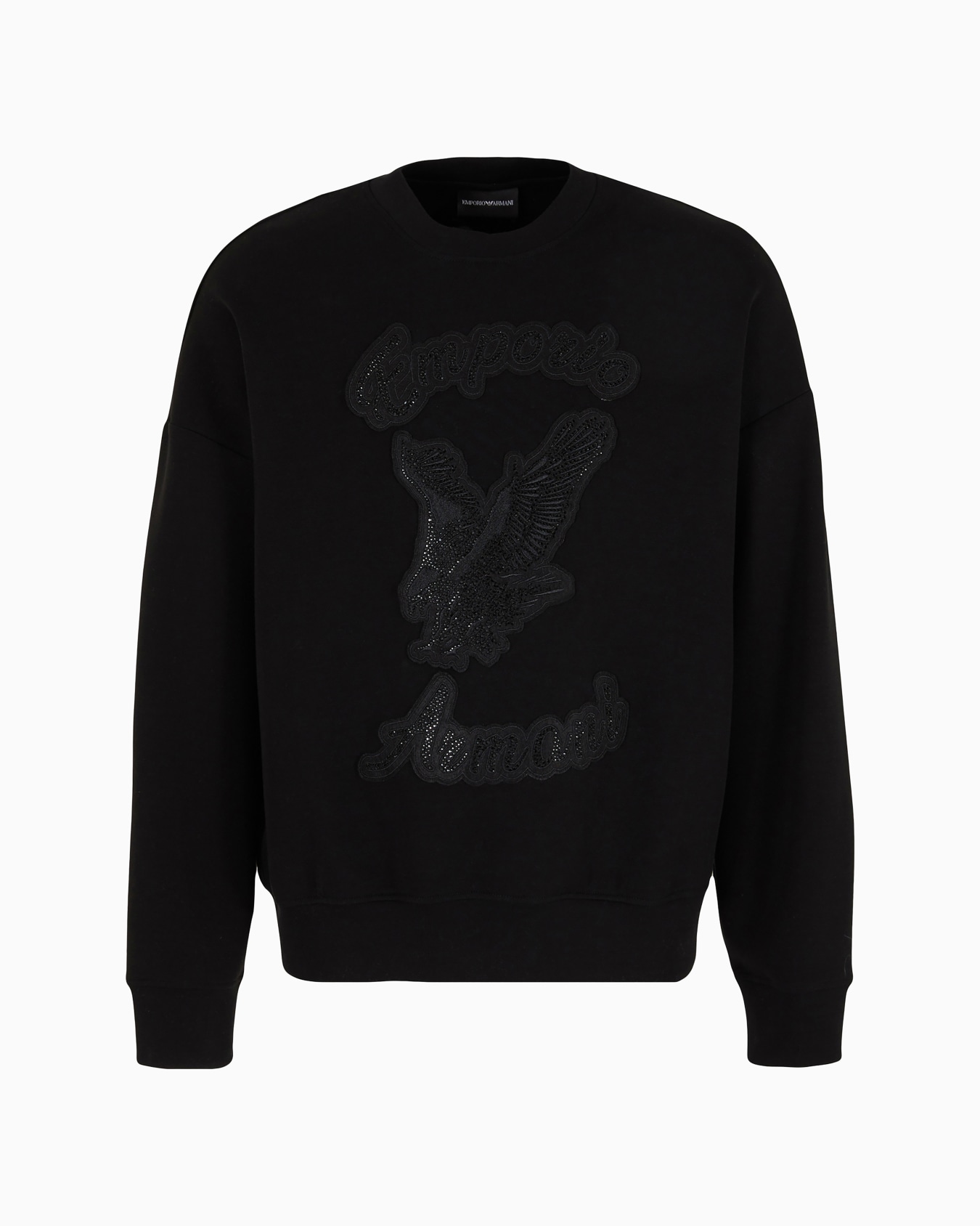 Sudadera ancha de punto double con parche y bordado de strass Clubwear Diapositiva 0