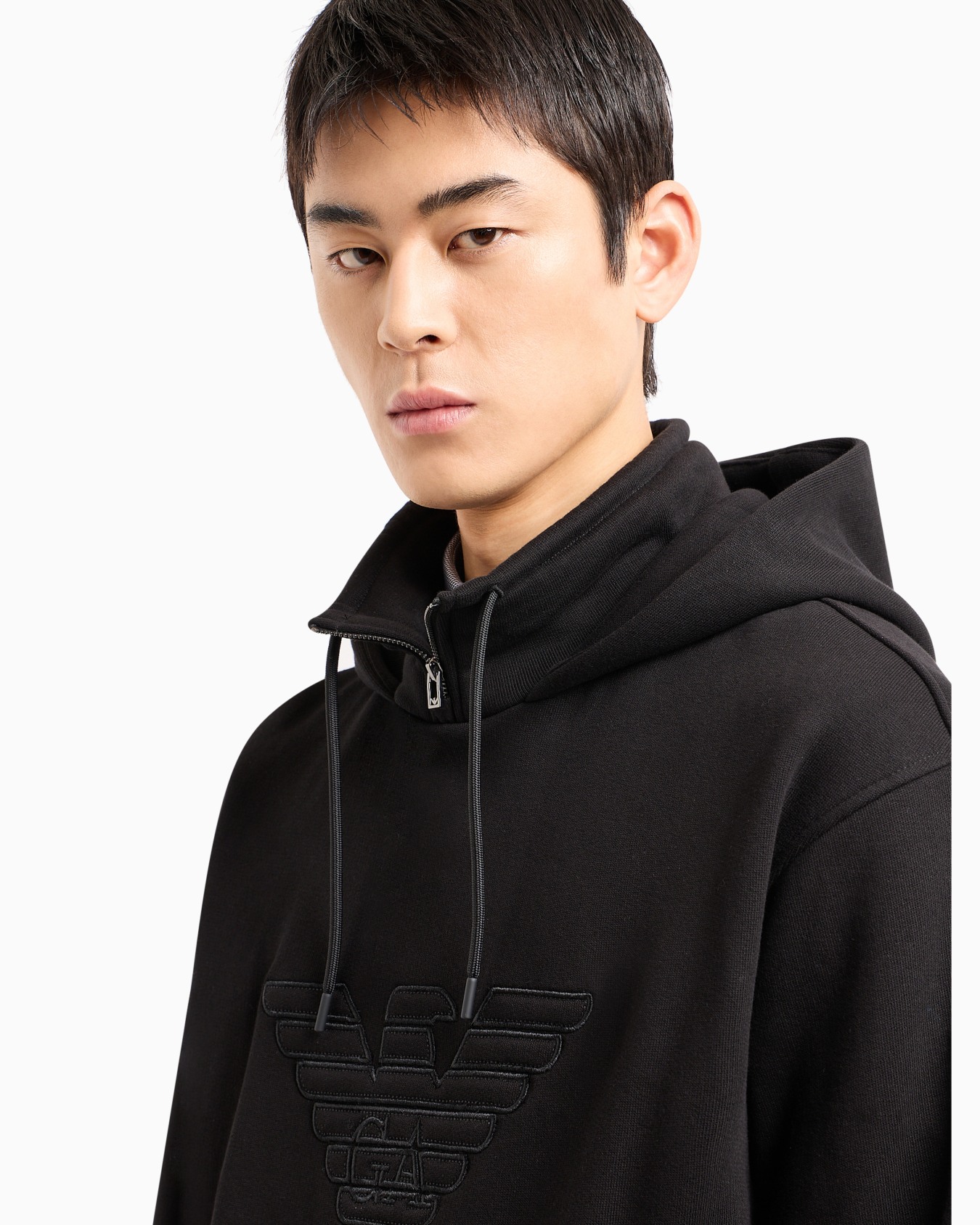 Hooded jersey sweatshirt with embossed domed logo Diapositiva 4