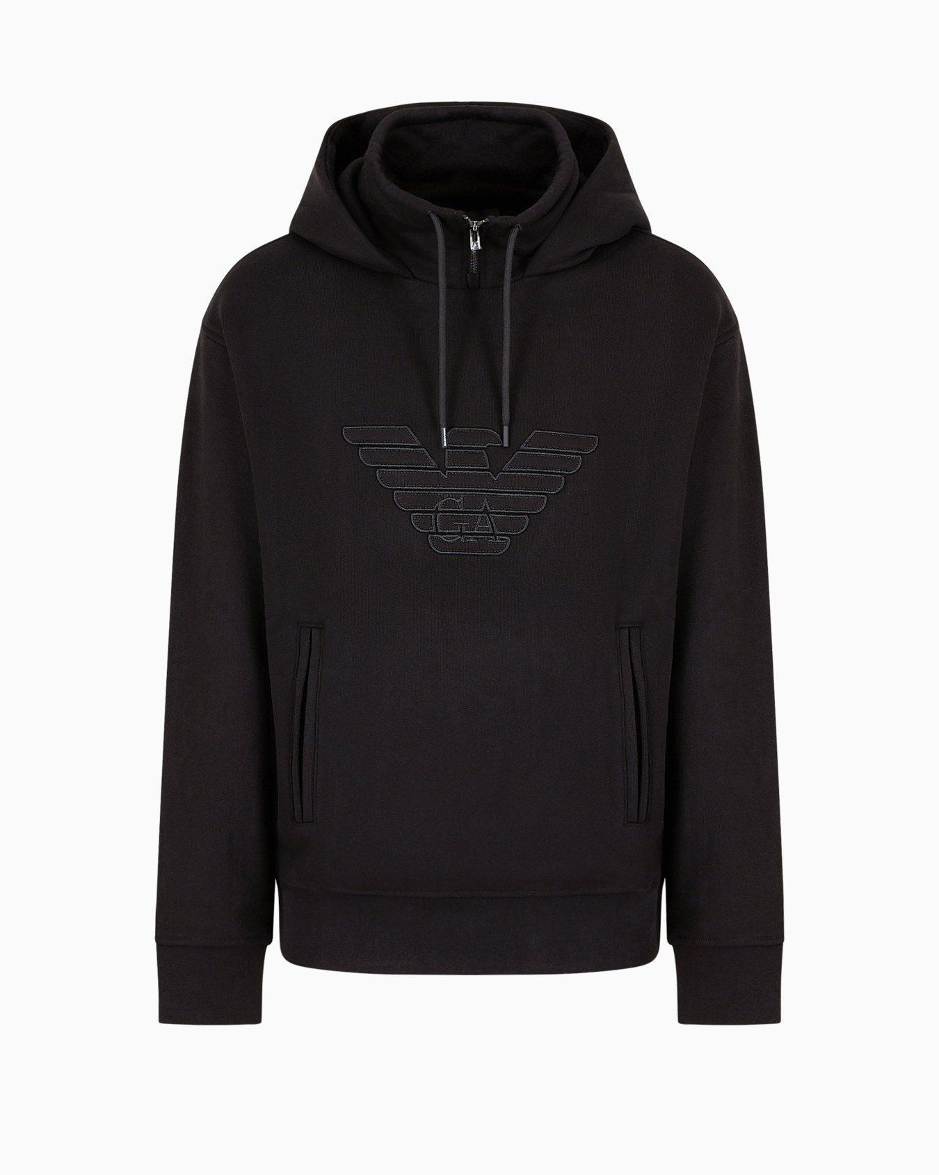 Hooded jersey sweatshirt with embossed domed logo Diapositiva 0