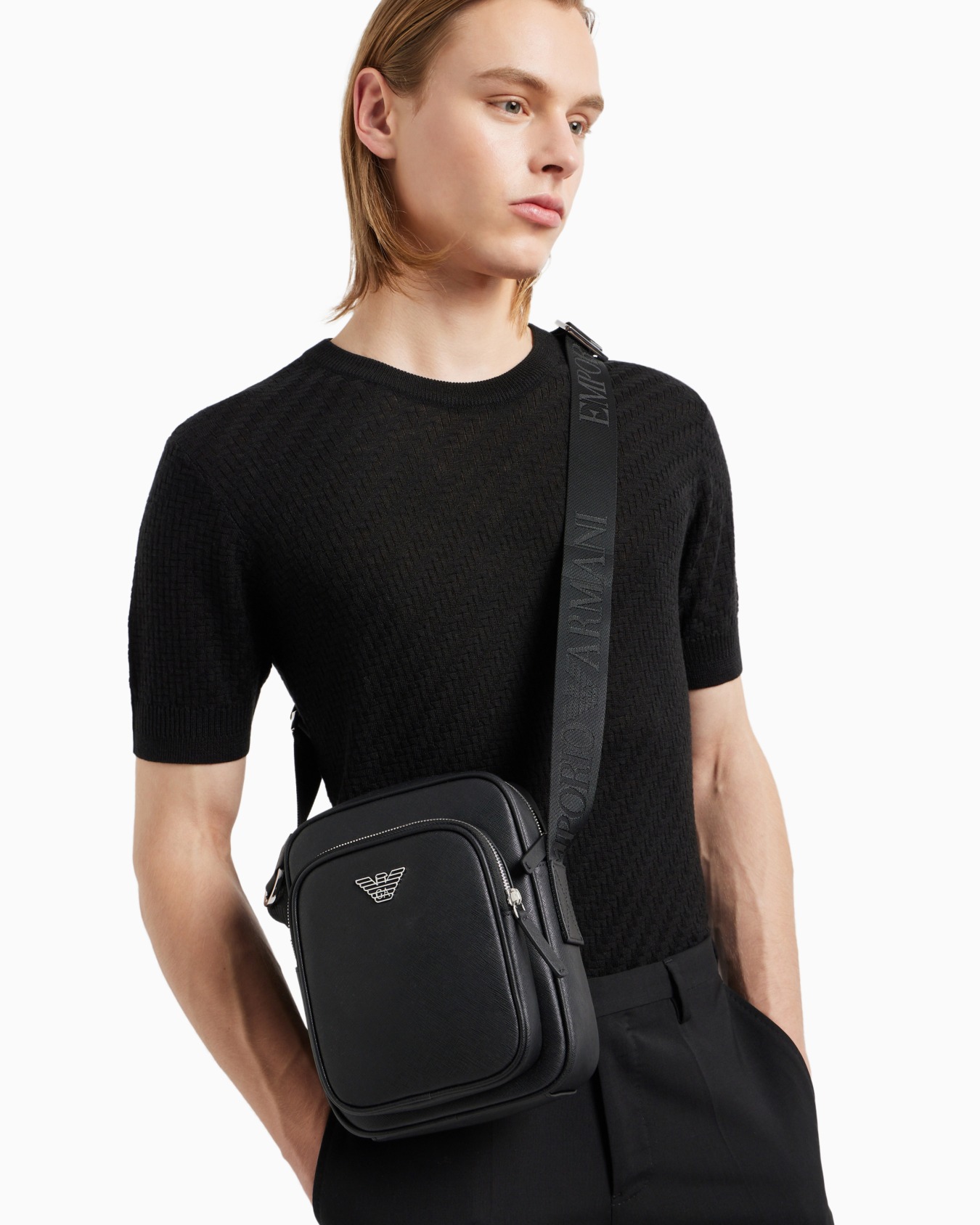 ASV ウール／リヨセル混紡セーター フロント＆バックプレーンニット スライドする 4