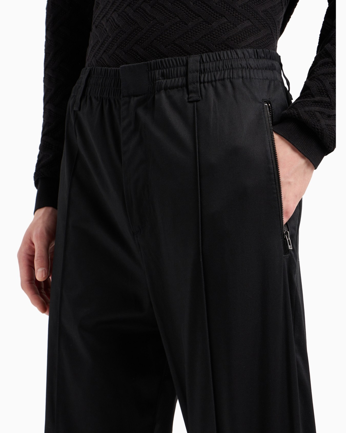 Comfortable cotton twill trousers with centre crease and stretch cuffs Slide 5