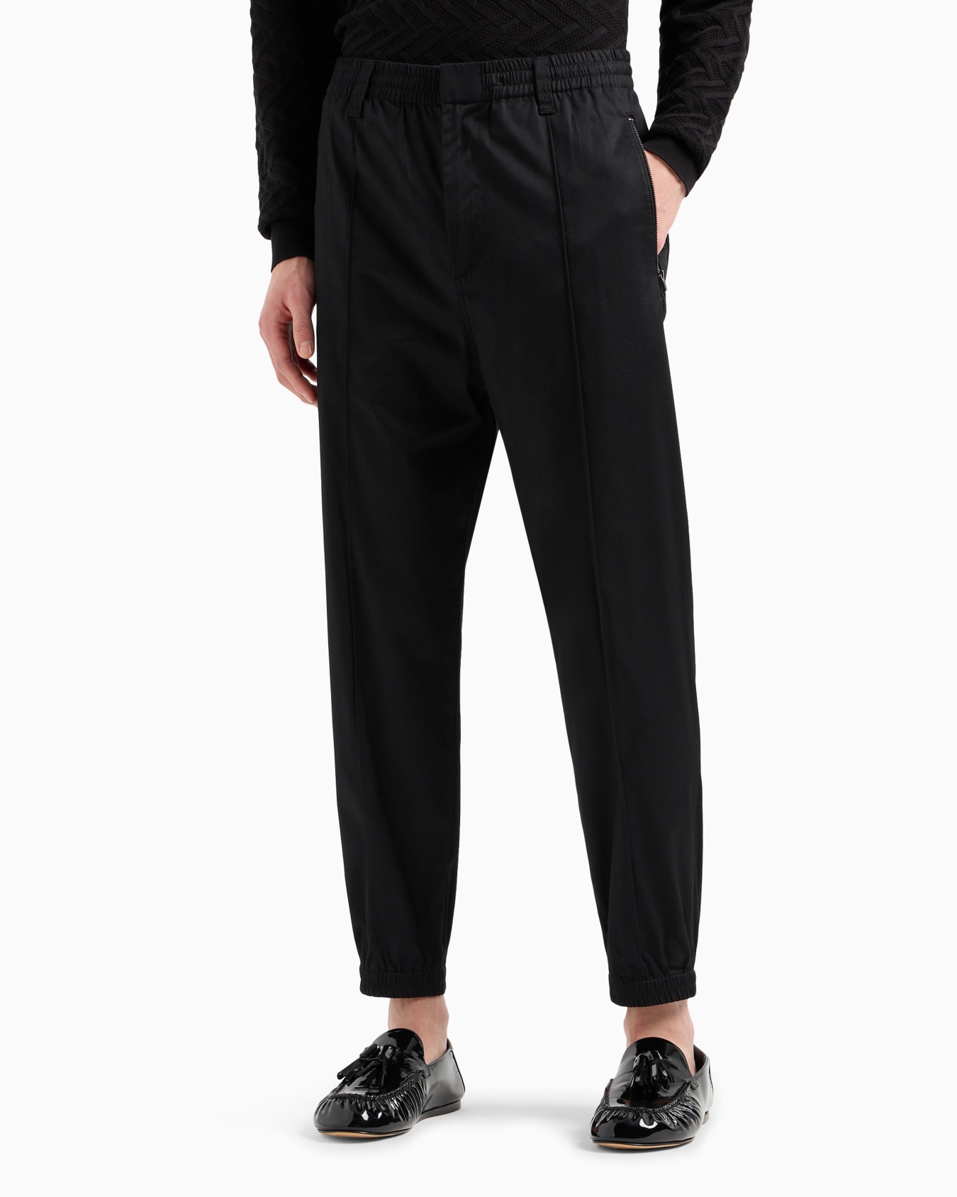 Comfortable cotton twill trousers with centre crease and stretch cuffs Slide 2