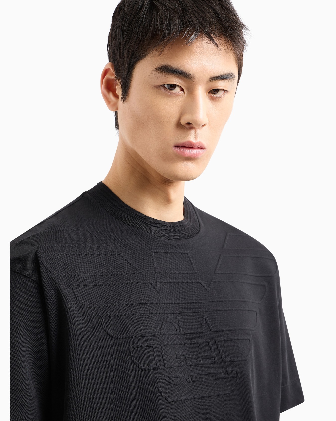 Heavy jersey T-shirt with embossed logo | Emporio Armani