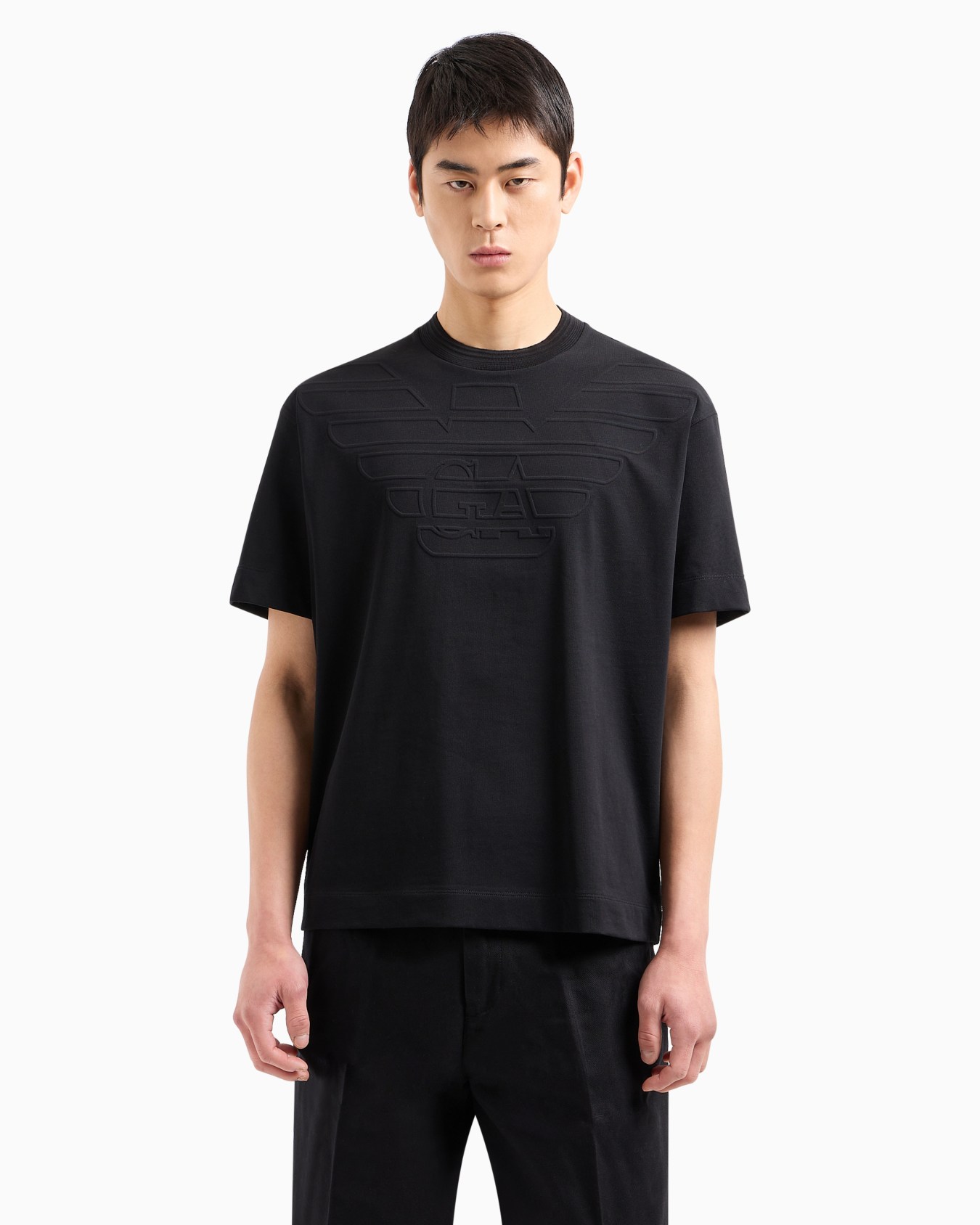 Heavy jersey T-shirt with embossed logo | Emporio Armani