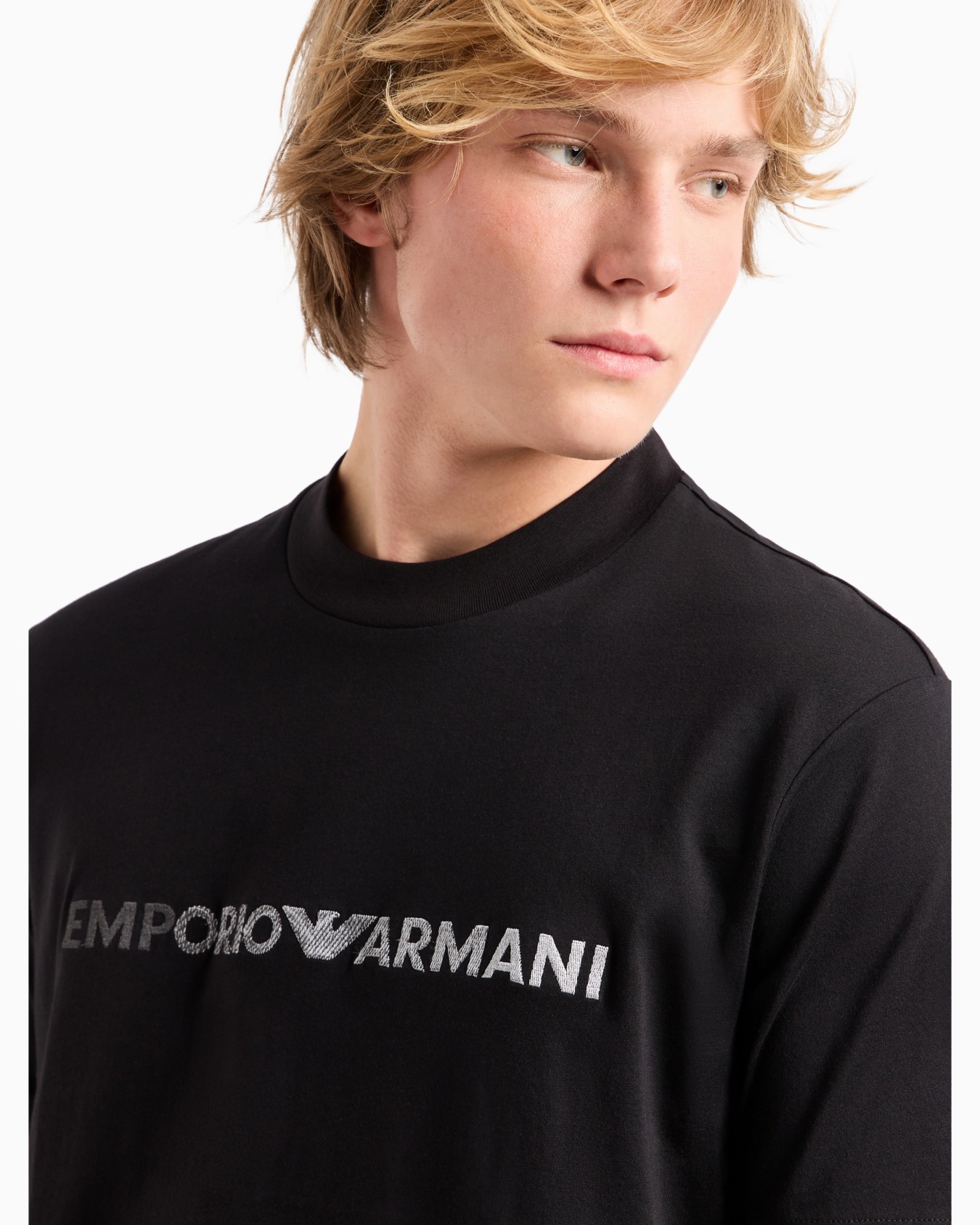 Pima jersey T-shirt with logo embroidery Slide 4