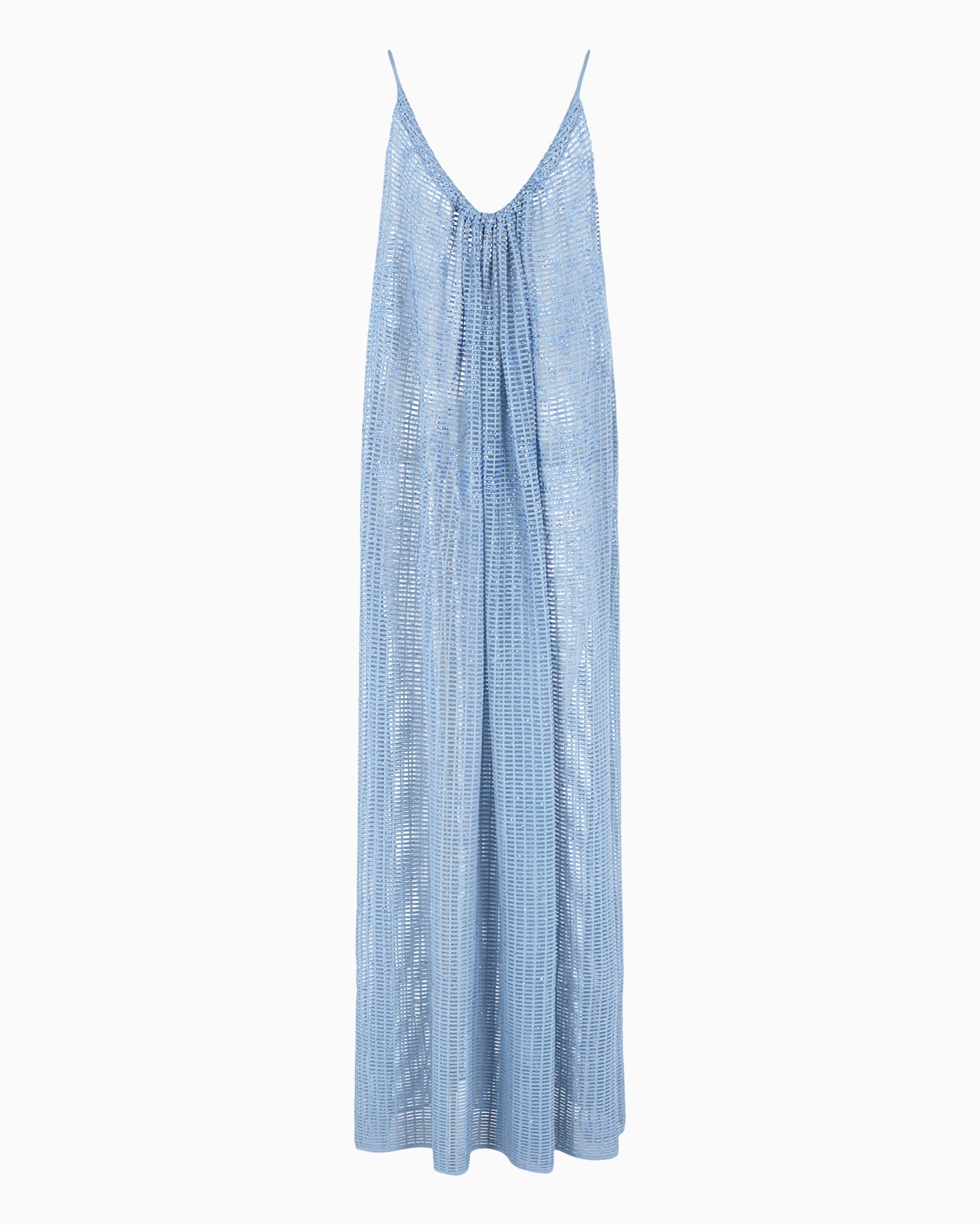 Plain knit and ottoman long dress with all-over rhinestones Slide 0