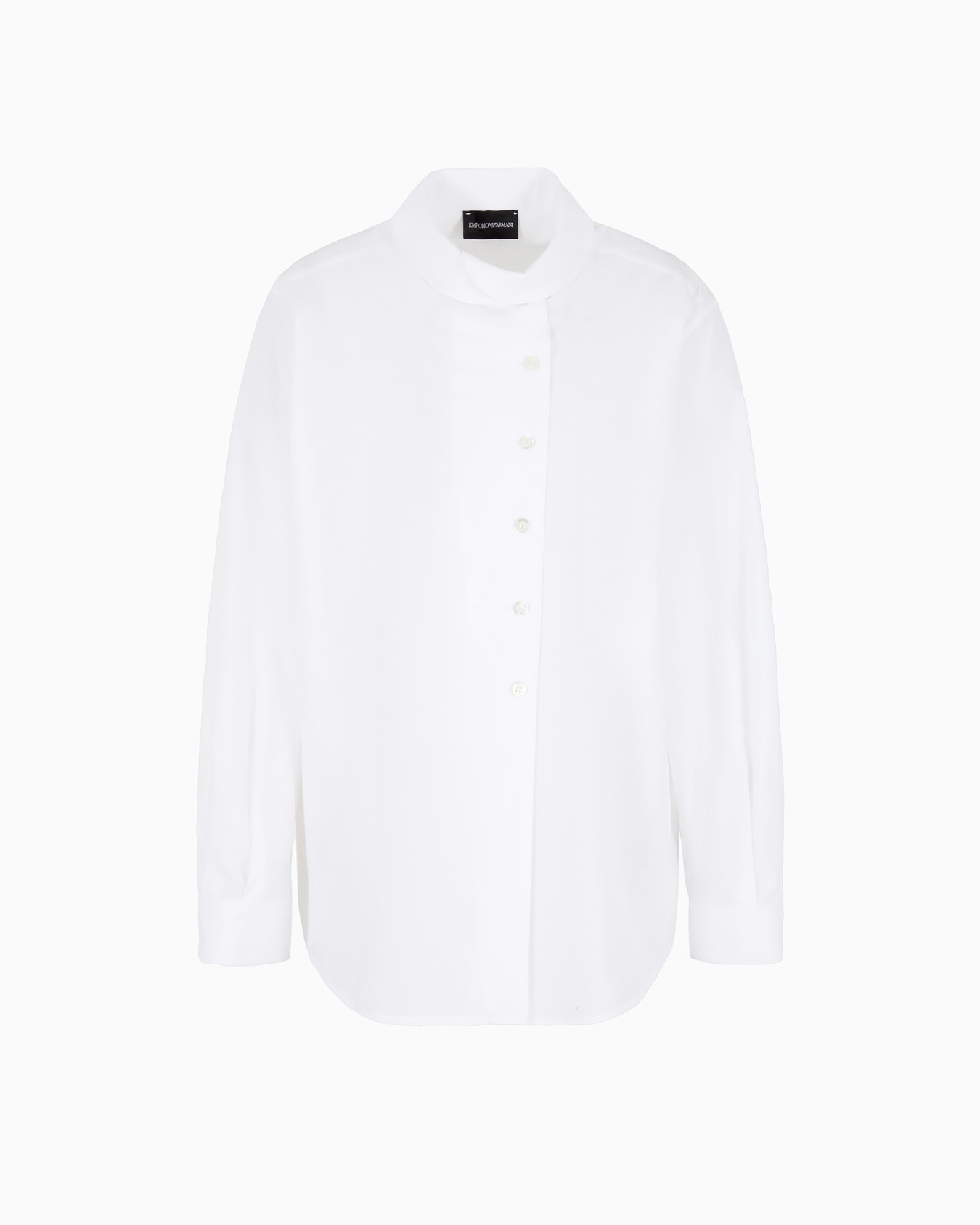 Chemise col corolle avec boutons décentrés en popeline Diapositive 0