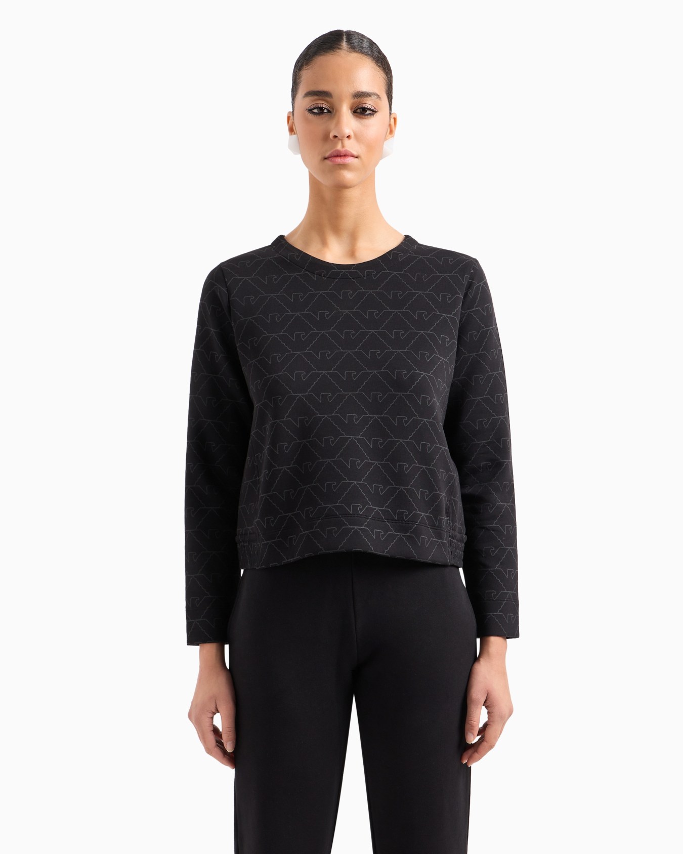 Double-jersey crew-neck sweatshirt with eagle Diapositiva 1