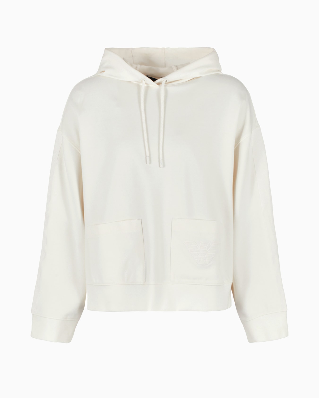 Hooded sweatshirt in Milano-stitch fabric with logo tape Slide 0