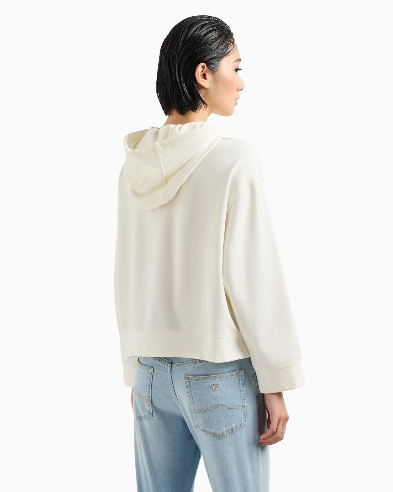 Hooded sweatshirt in Milano-stitch fabric with logo tape Slide 2