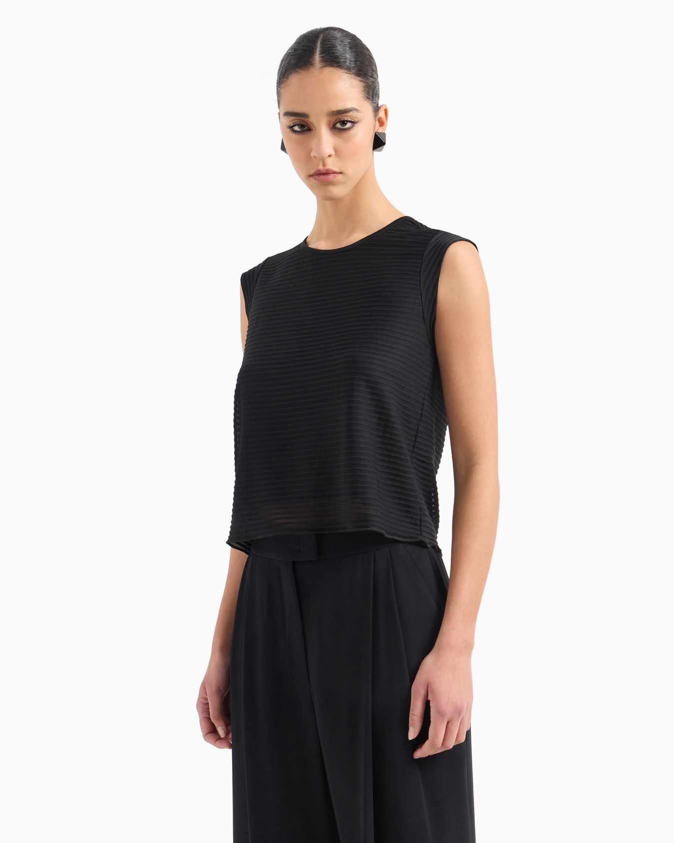 Short-sleeved ottoman-effect jersey top Slide 1