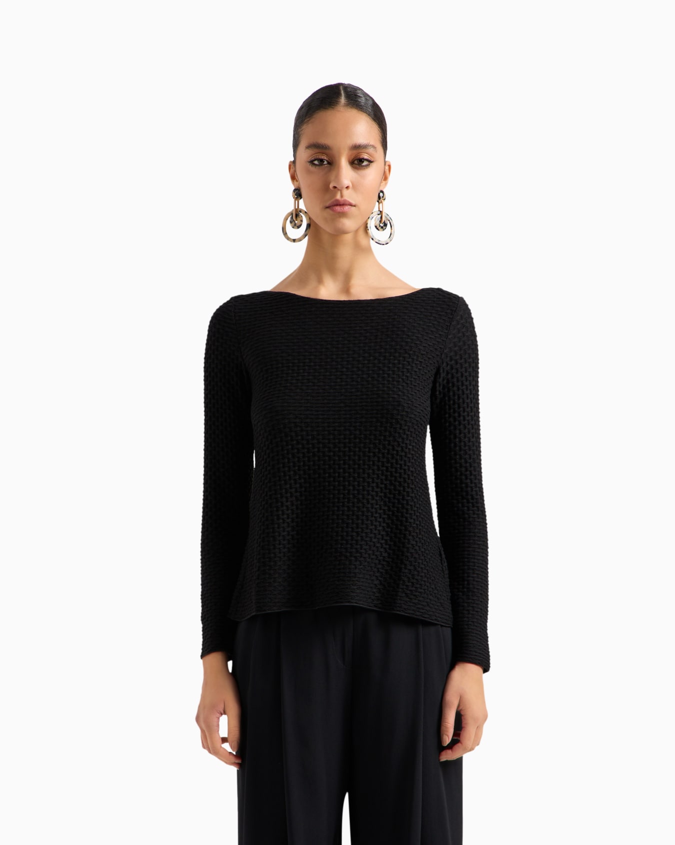 ASV recycled jersey jacquard boat-neck flared jumper Slide 1