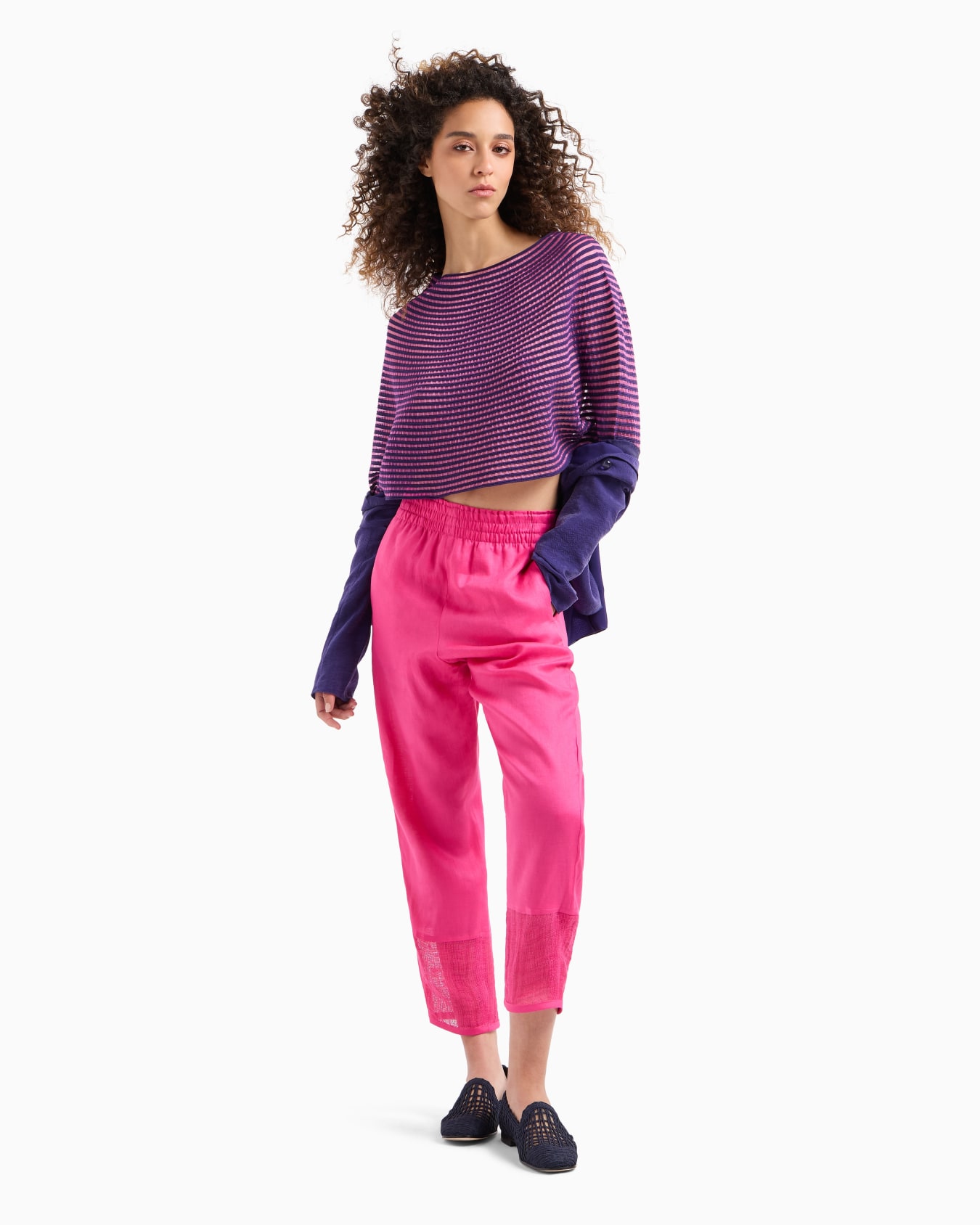 Cape-effect cropped jumper in ottoman fabric Slide 3