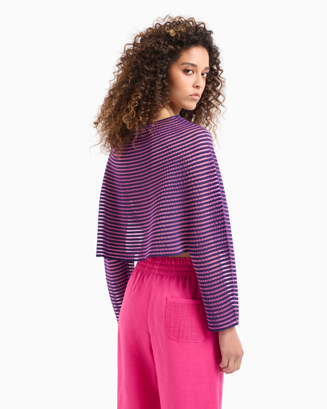 Cape-effect cropped jumper in ottoman fabric Slide 2