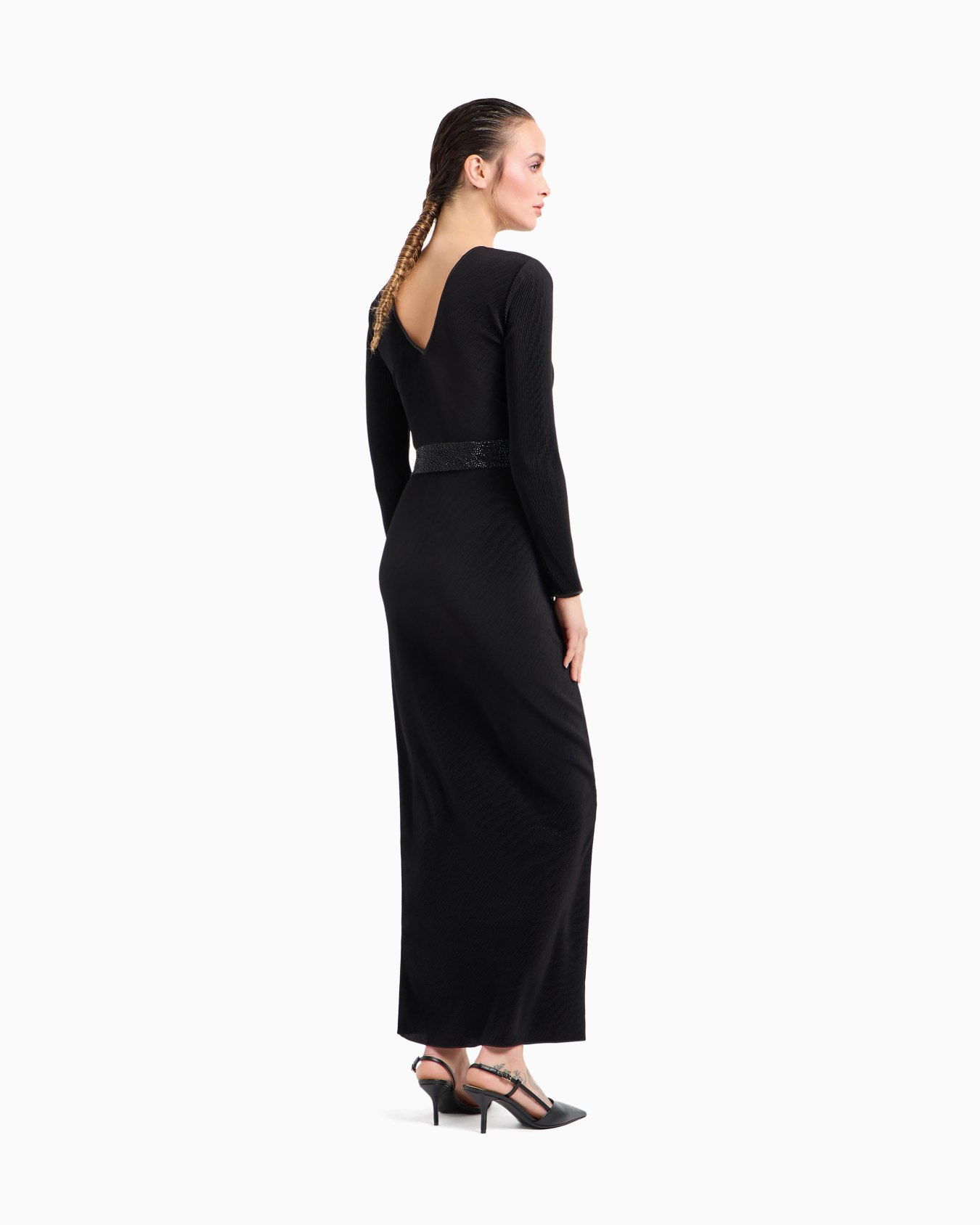 Langes Kleid aus plissiertem Jersey Folie 2