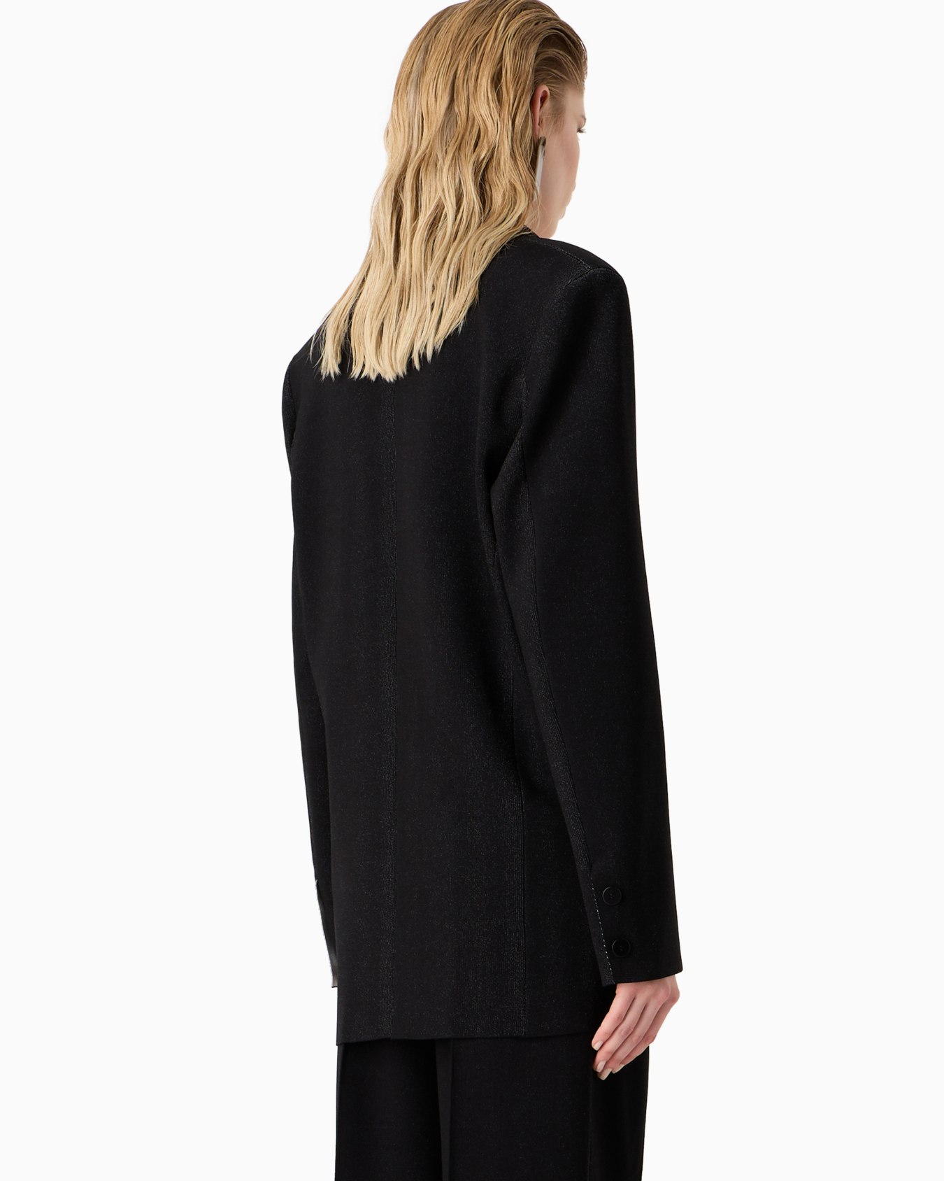 Double-breasted peacoat-style jacket in a bonded silk blend Slide 3