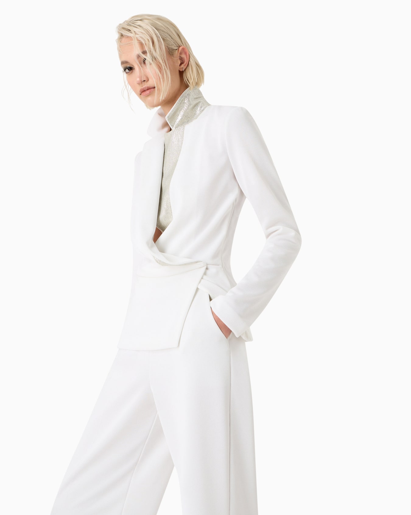 Single-breasted jacket in viscose-blend jersey Diapositiva 5