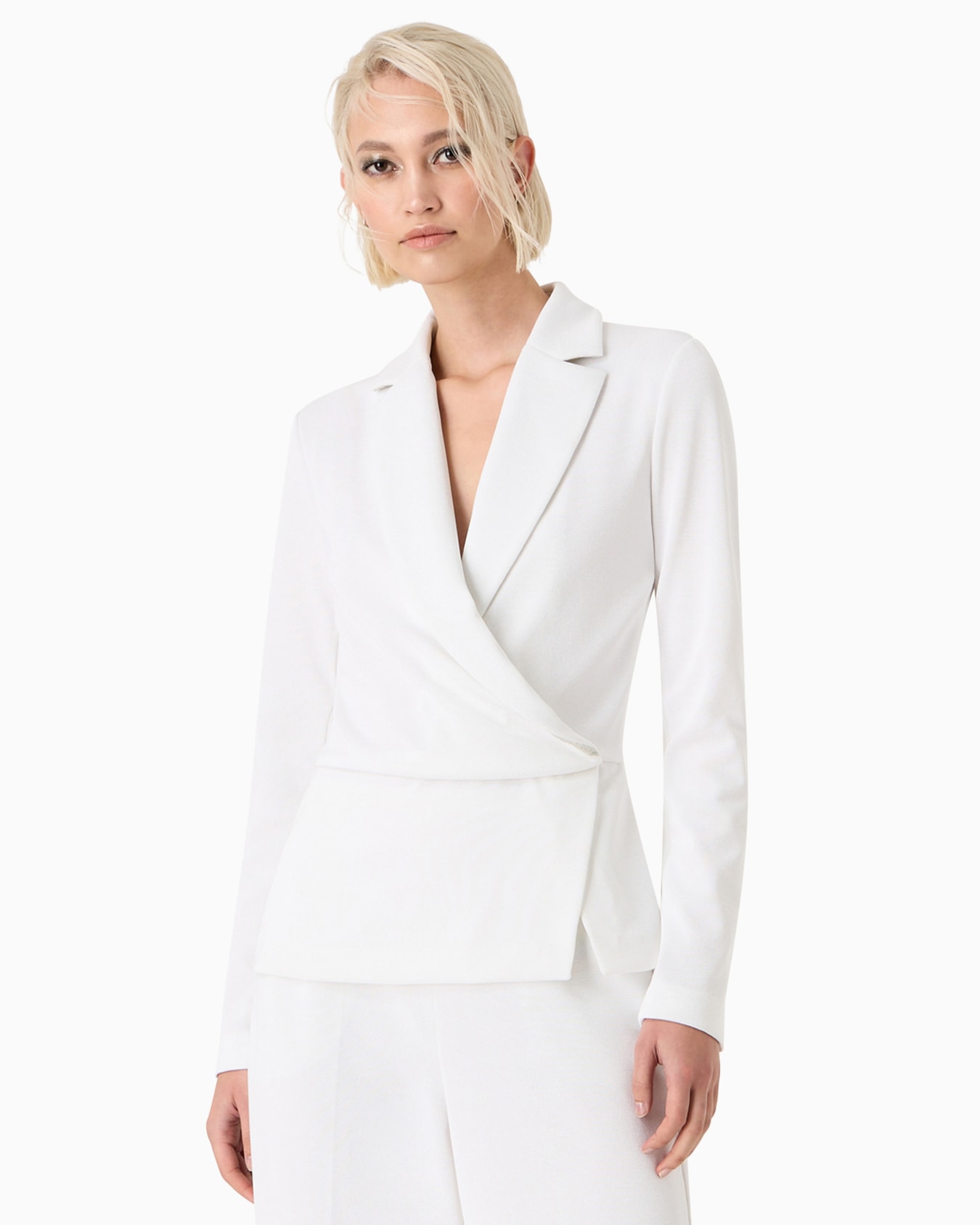 Single-breasted jacket in viscose-blend jersey Diapositiva 1