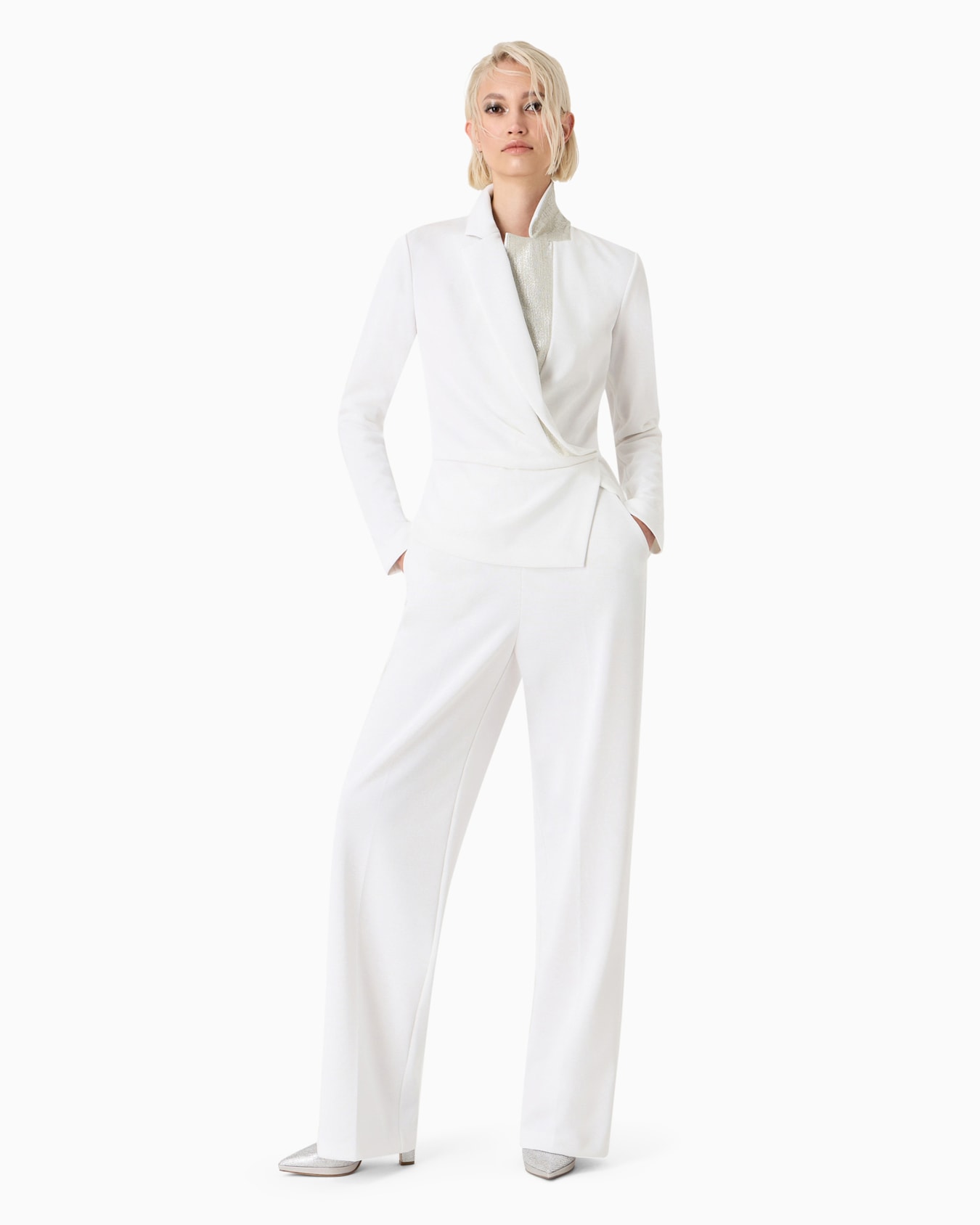 Single-breasted jacket in viscose-blend jersey Diapositiva 3