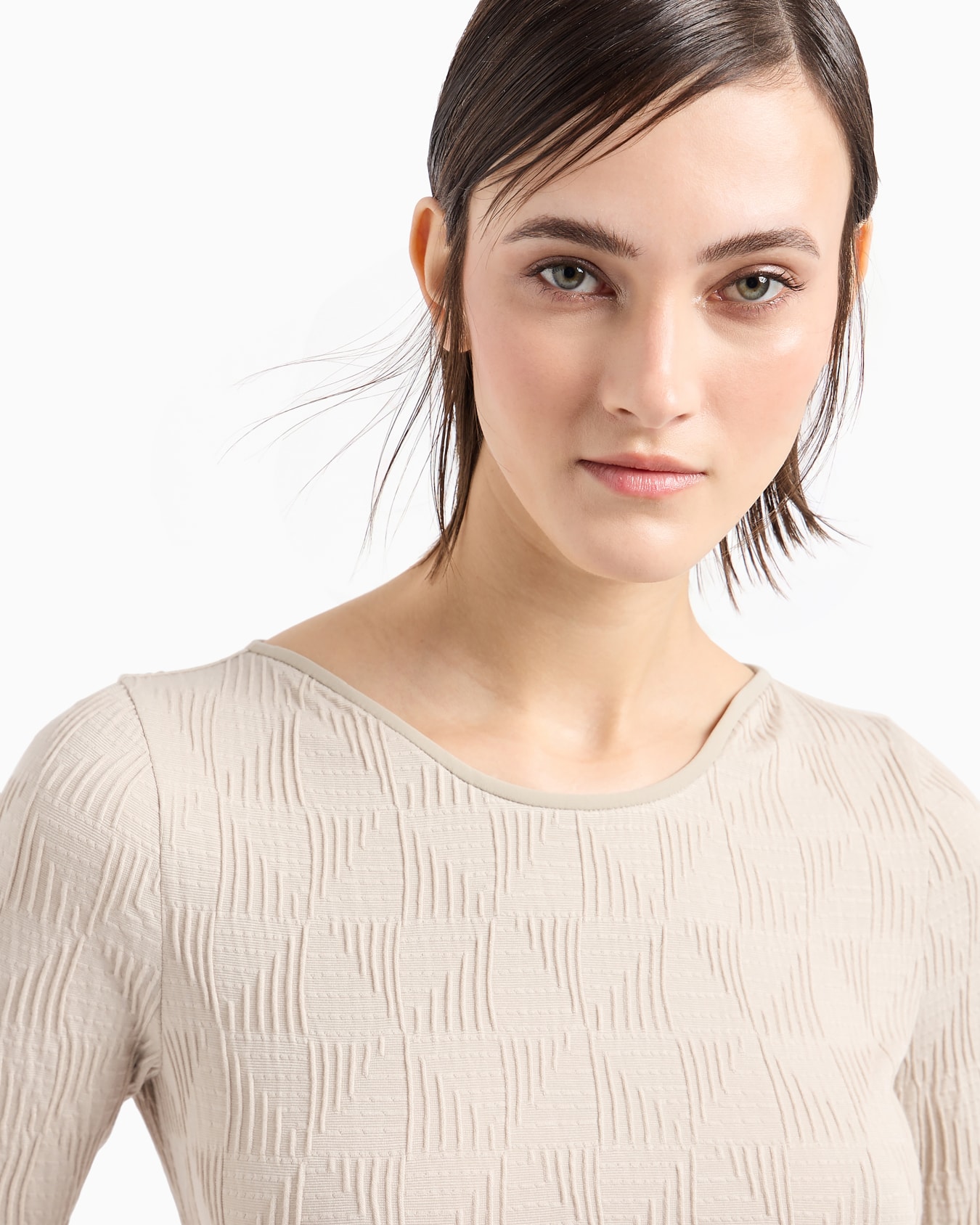 Viscose jacquard jersey crew-neck T-shirt Slide 4