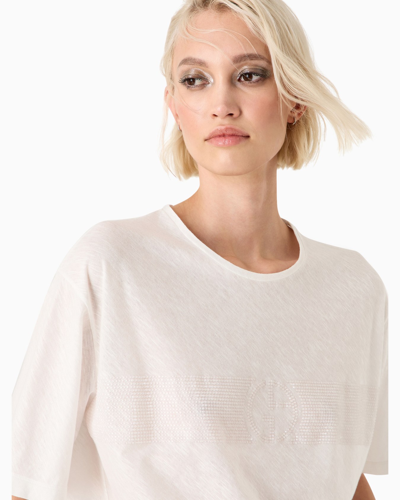 Embroidered crew-neck T-shirt in pure cotton jersey Slide 4