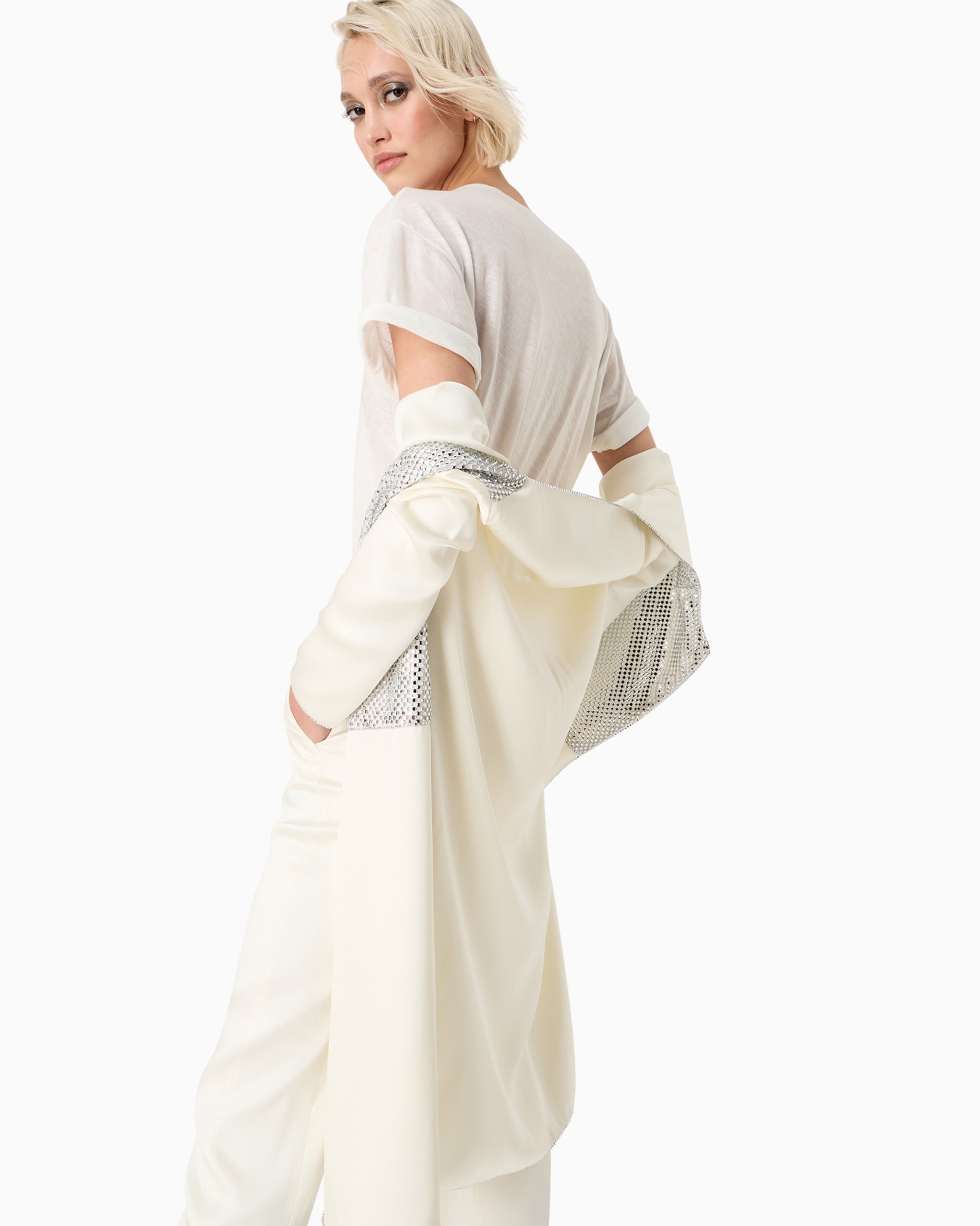 Embroidered crew-neck T-shirt in pure cotton jersey Slide 5