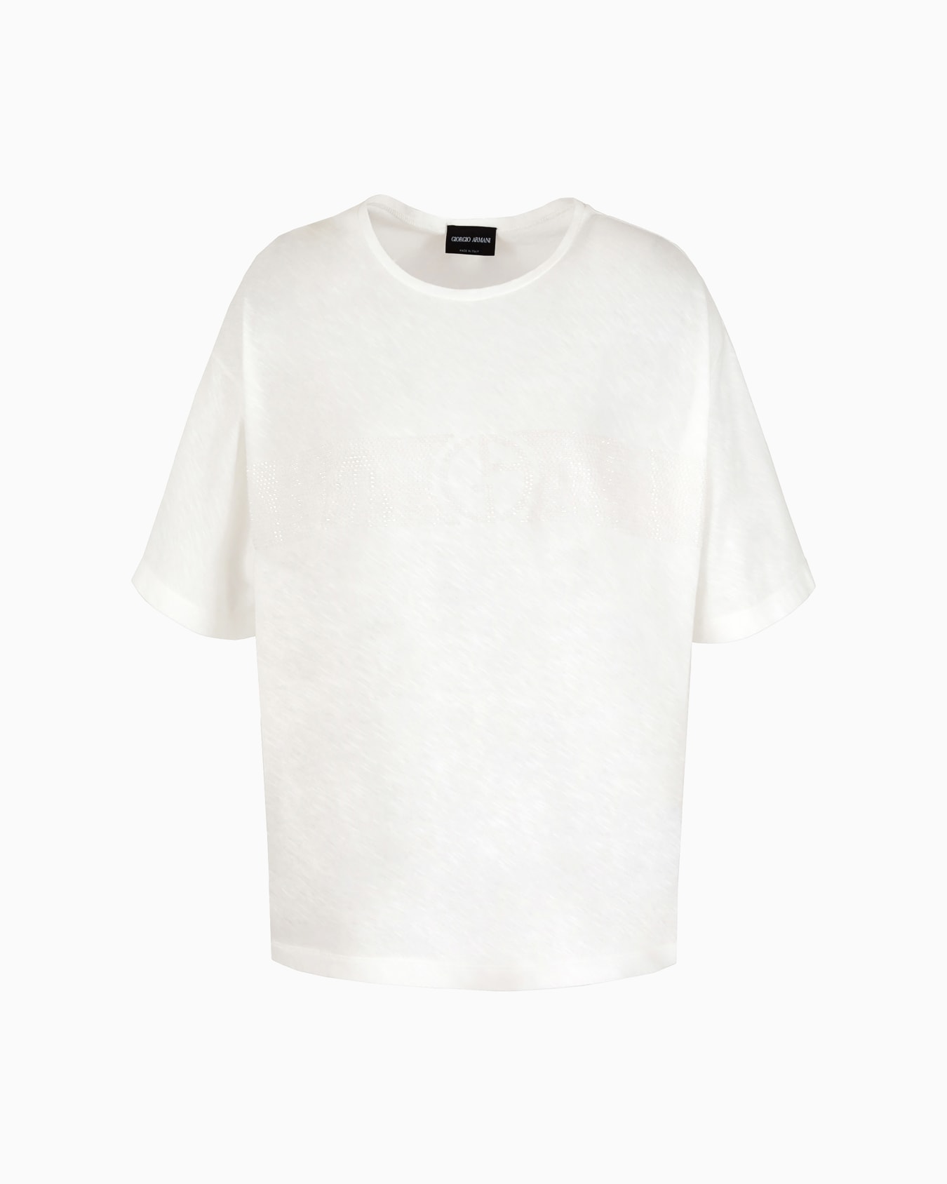 Embroidered crew-neck T-shirt in pure cotton jersey Slide 0