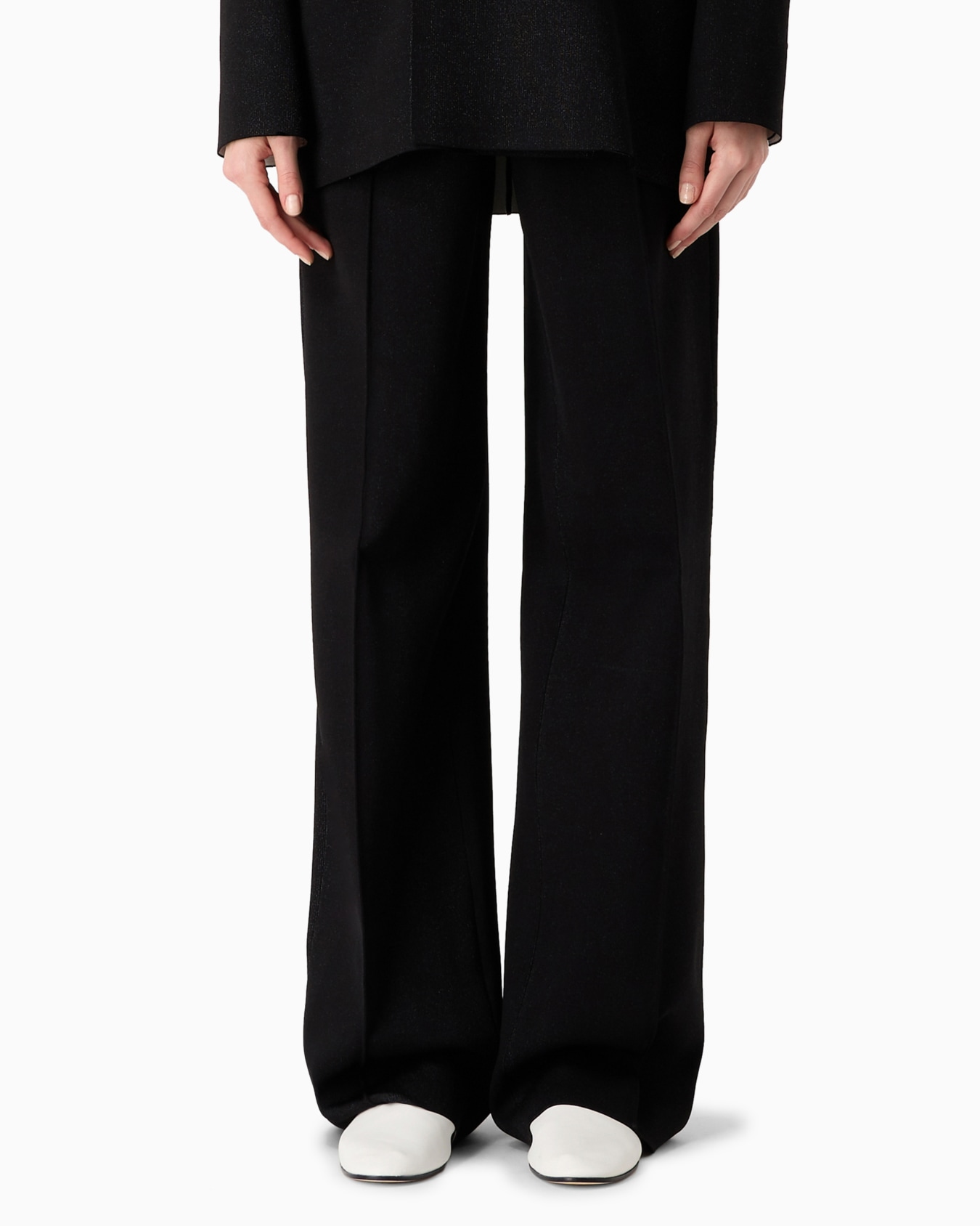 Straight-cut trousers in a bonded silk blend Slide 2