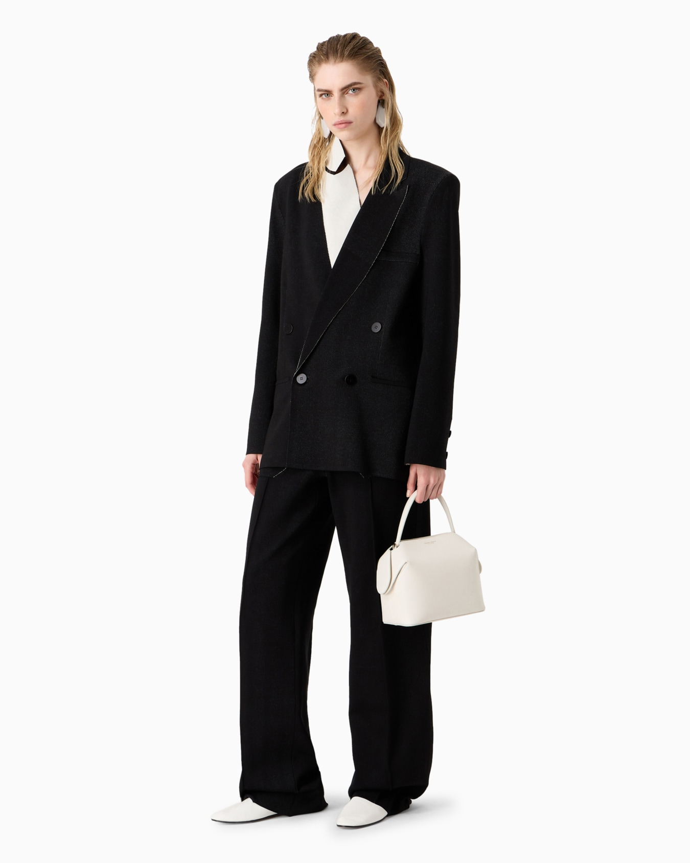 Straight-cut trousers in a bonded silk blend Slide 4