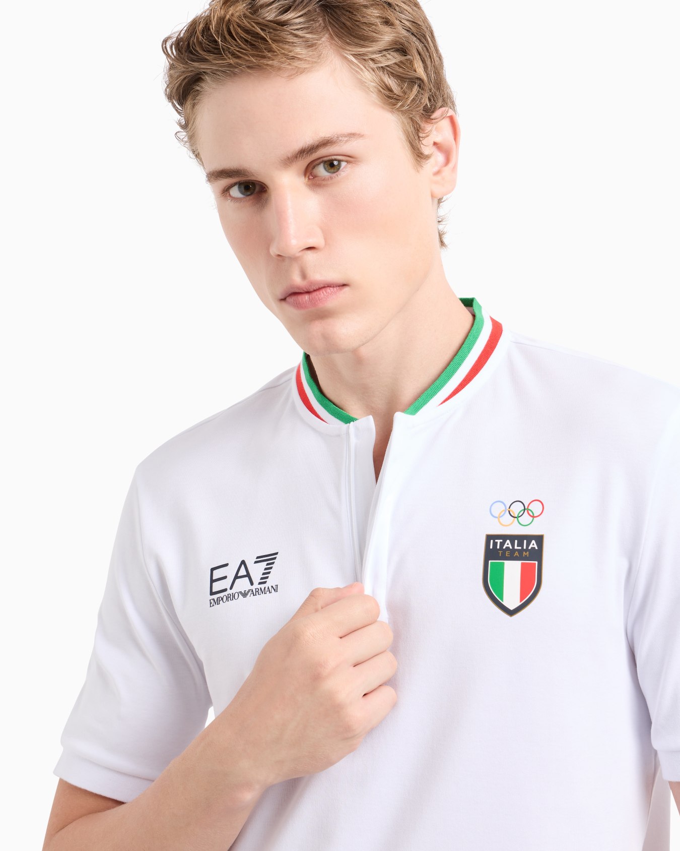 Italia Team Paris 2024 Polo guru uomo  in tessuto tecnico Natural VENTUS7 Slide 4