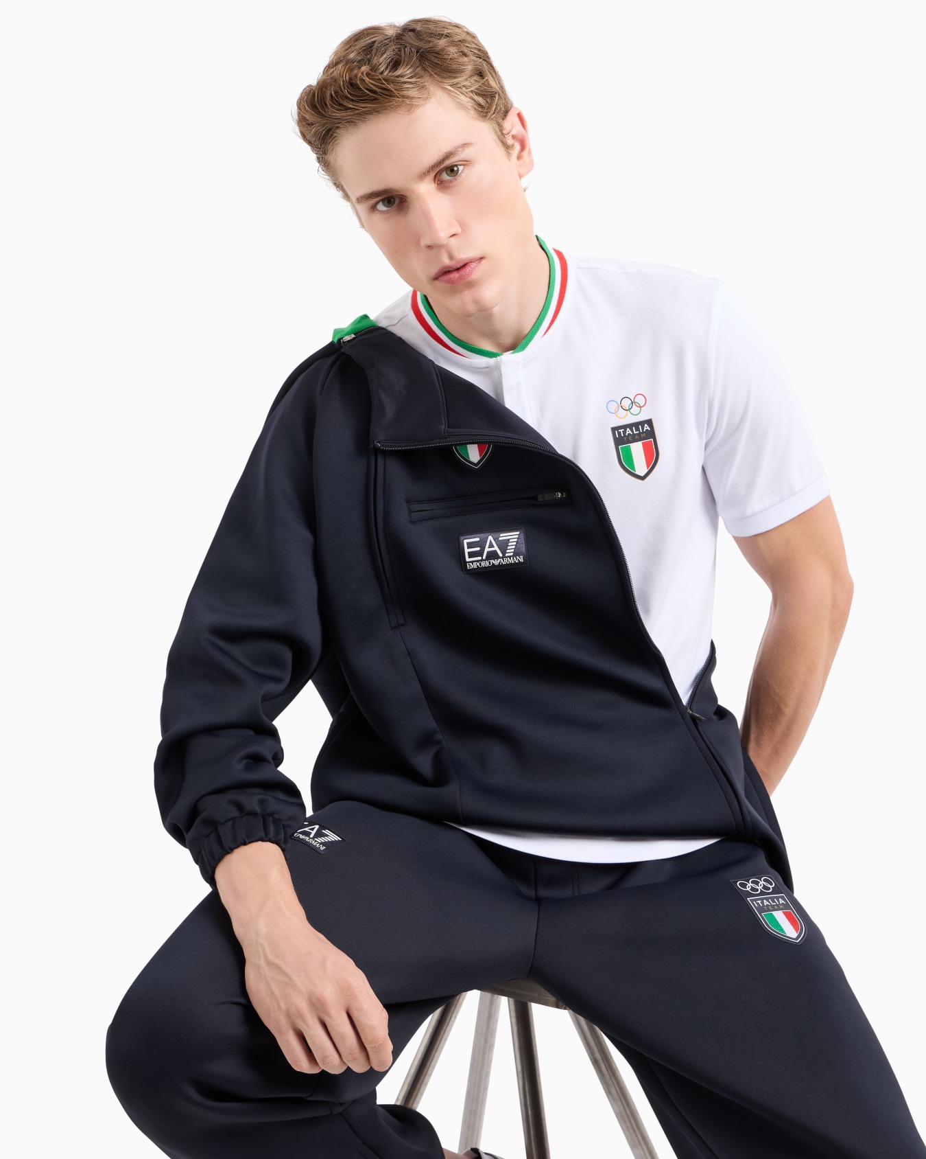 Italia Team Paris 2024 Polo guru uomo  in tessuto tecnico Natural VENTUS7 Slide 5