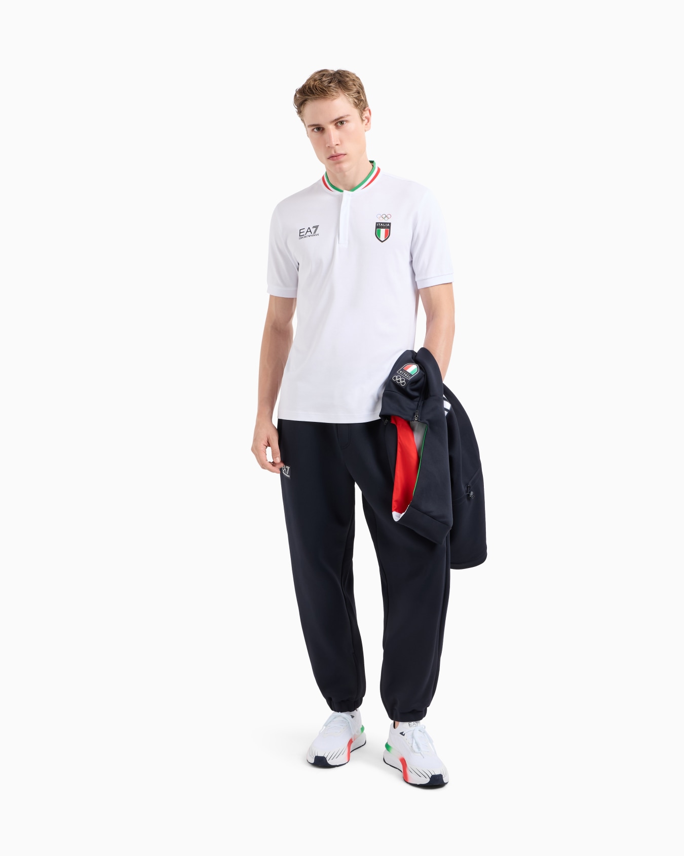 Italia Team Paris 2024 men’s guru-collar polo shirt in Natural VENTUS7 technical fabric Slide 1