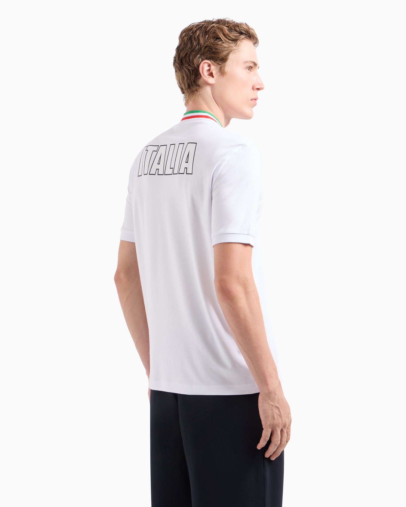 Italia Team Paris 2024 men’s guru-collar polo shirt in Natural VENTUS7 technical fabric Slide 2