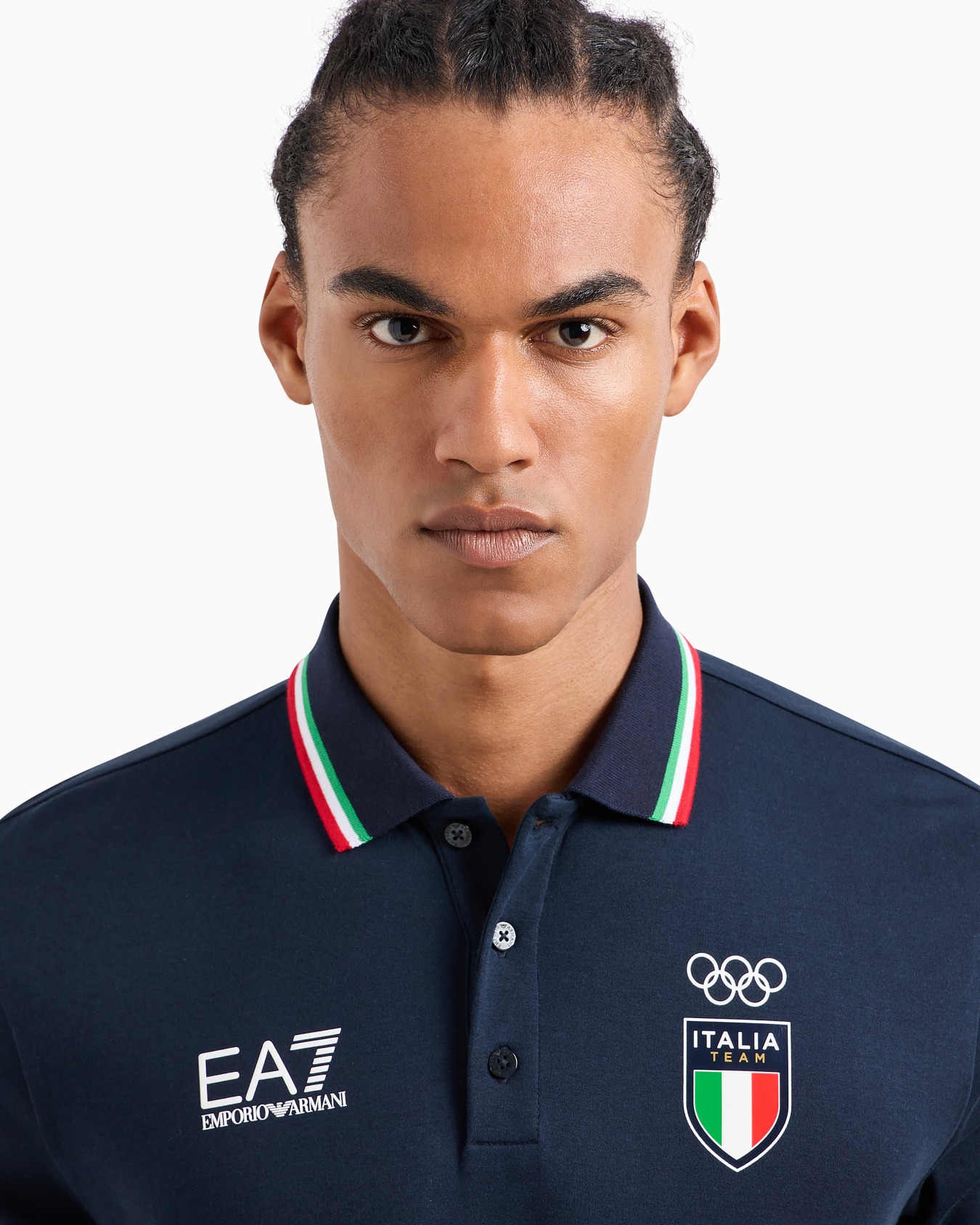 Italia Team Paris 2024 men's organic cotton and modal polo shirt Slide 4