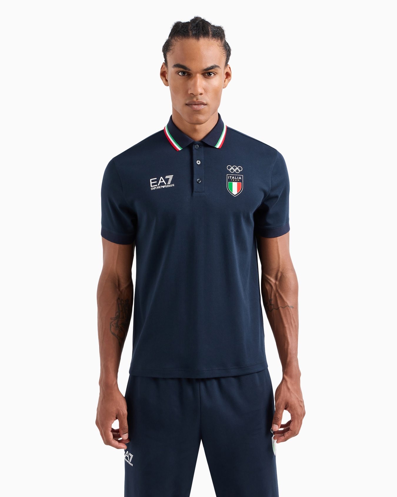 Italia Team Paris 2024 men's organic cotton and modal polo shirt Slide 3