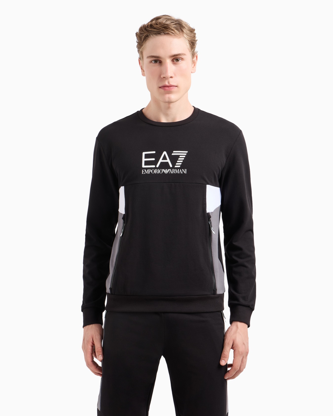 Summer Block crew-neck sweatshirt in a recycled cotton blend Diapositiva 1