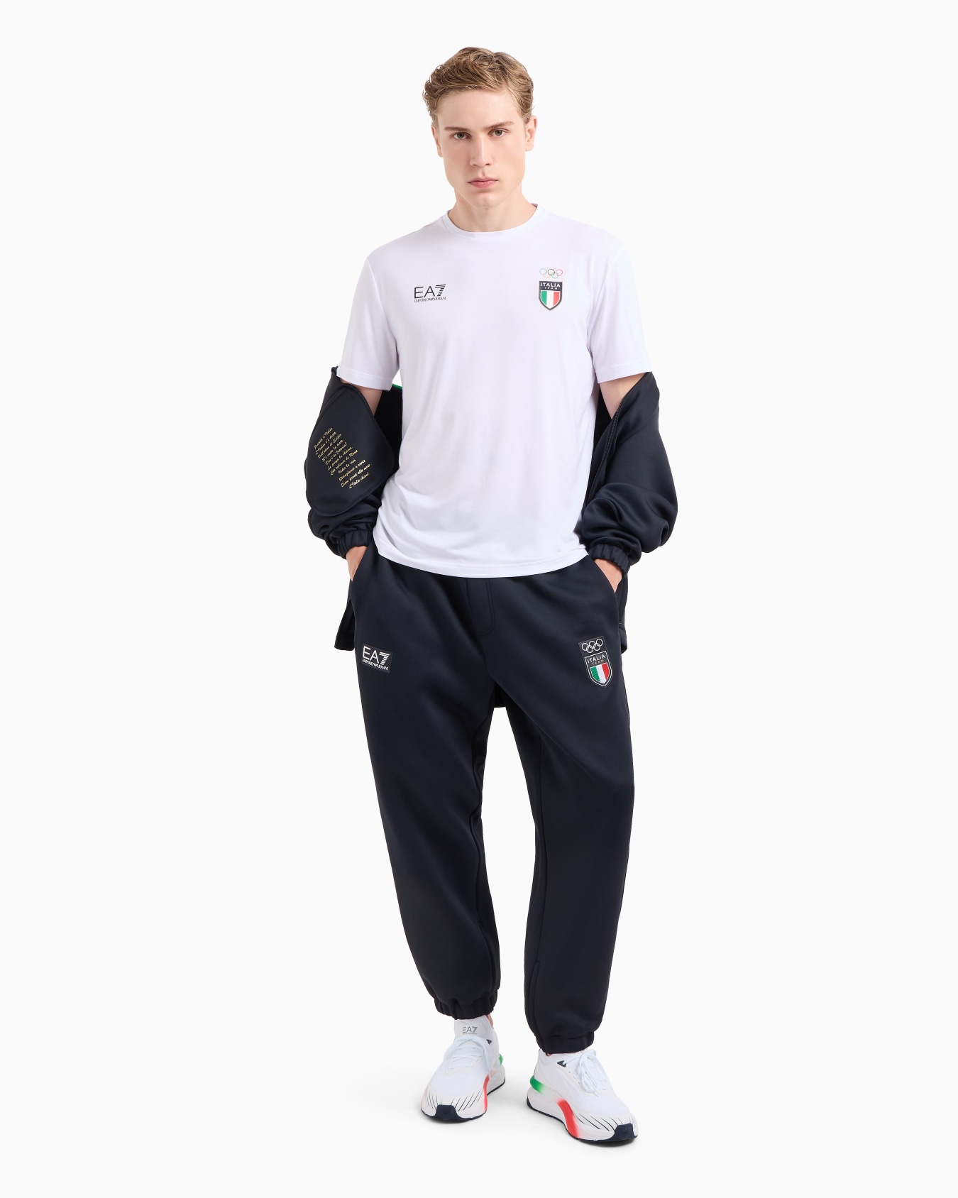 Italia Team Paris 2024 men’s crew-neck T-shirt in Natural VENTUS7 technical fabric Slide 3