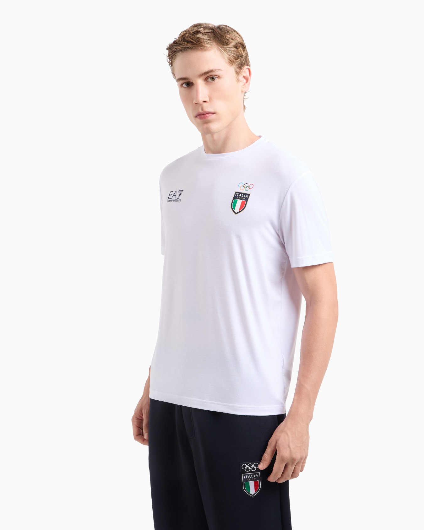 Italia Team Paris 2024 men’s crew-neck T-shirt in Natural VENTUS7 technical fabric Slide 3