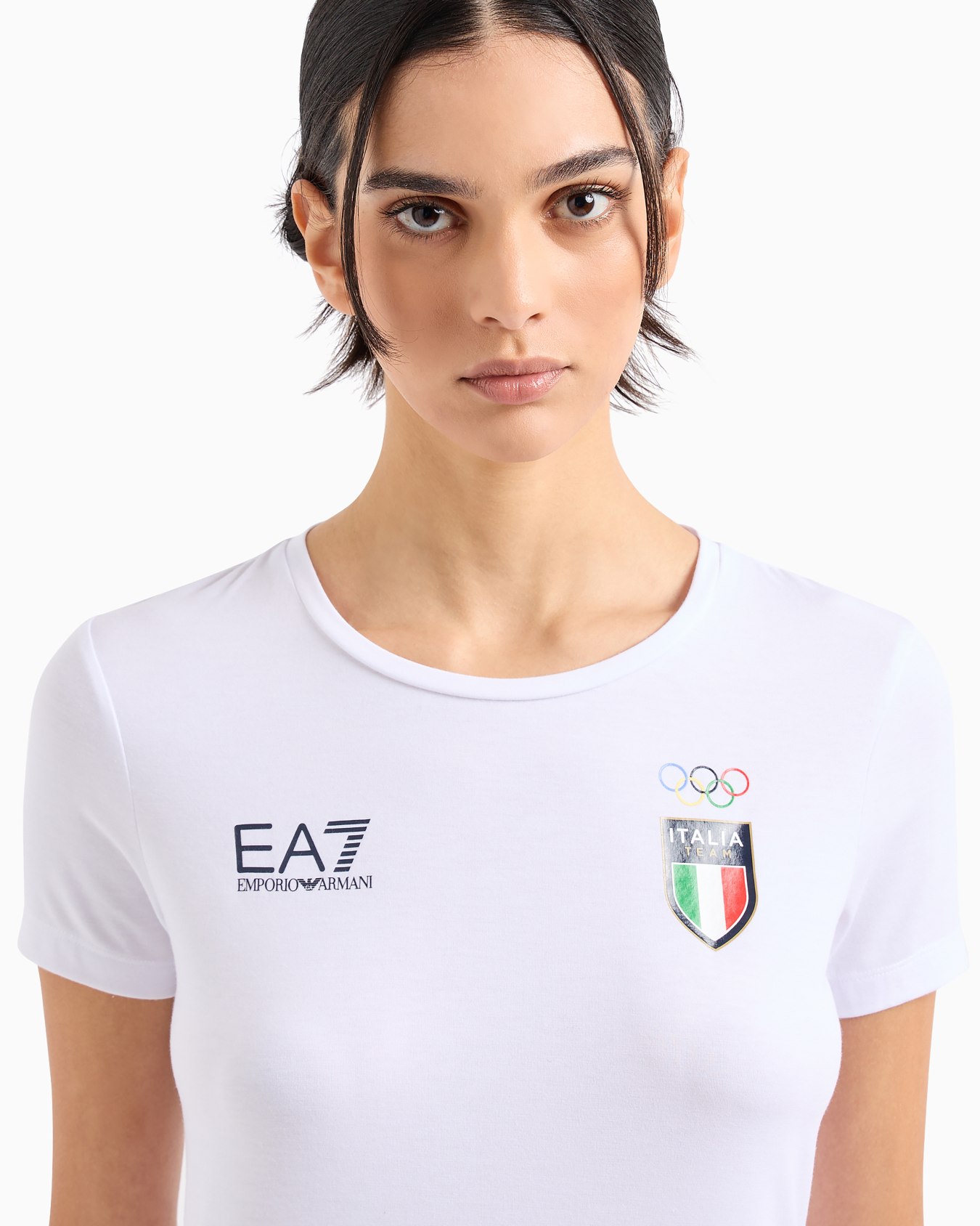Italia Team Paris 2024 women’s crew-neck T-shirt in Natural VENTUS7 technical fabric Slide 4
