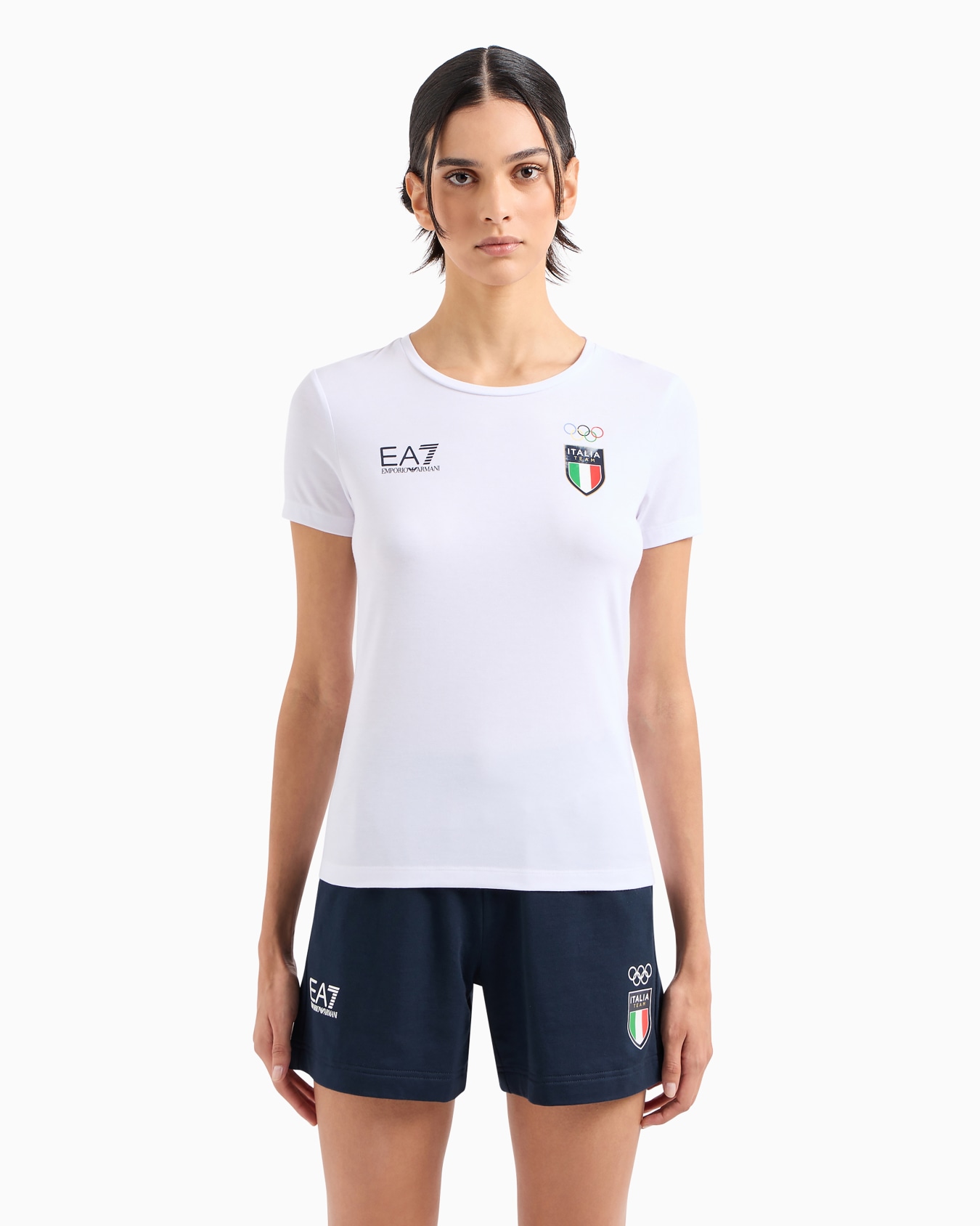 Italia Team Paris 2024 women’s crew-neck T-shirt in Natural VENTUS7 technical fabric Slide 3