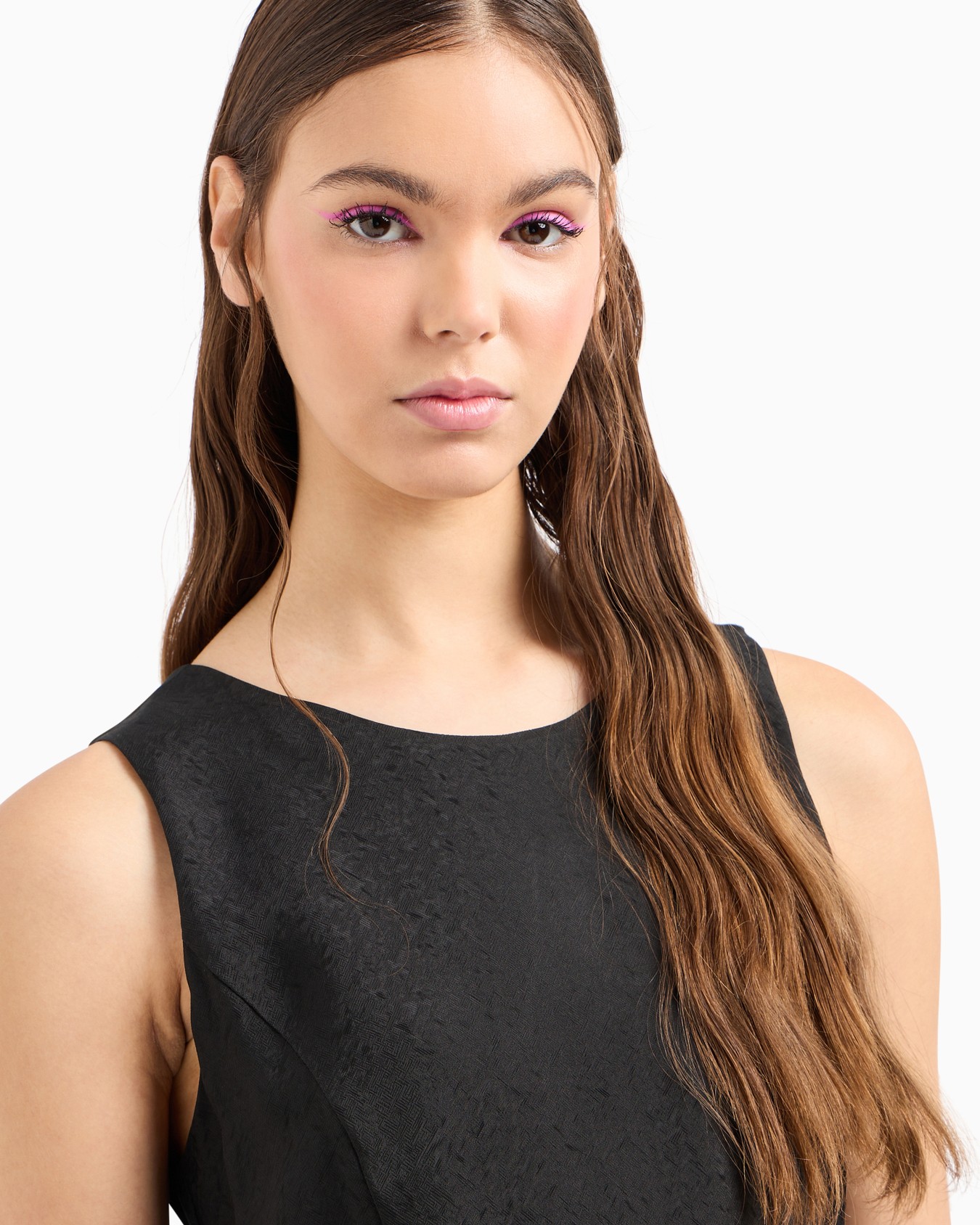 ビスコースサテン ノースリーブワンピース スライドする 4