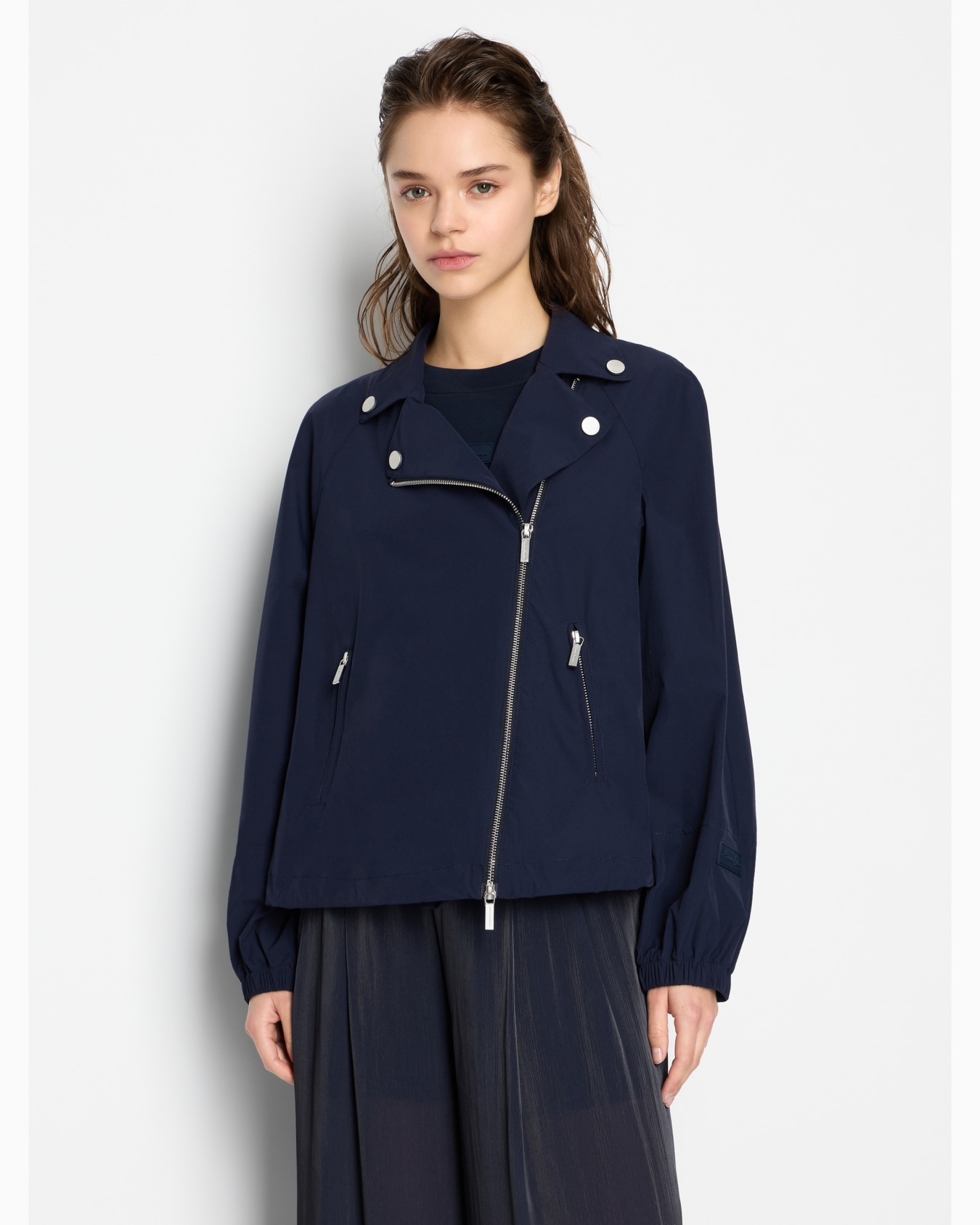 ストレッチリップストップナイロンメッシュバイカージャケット スライドする 1