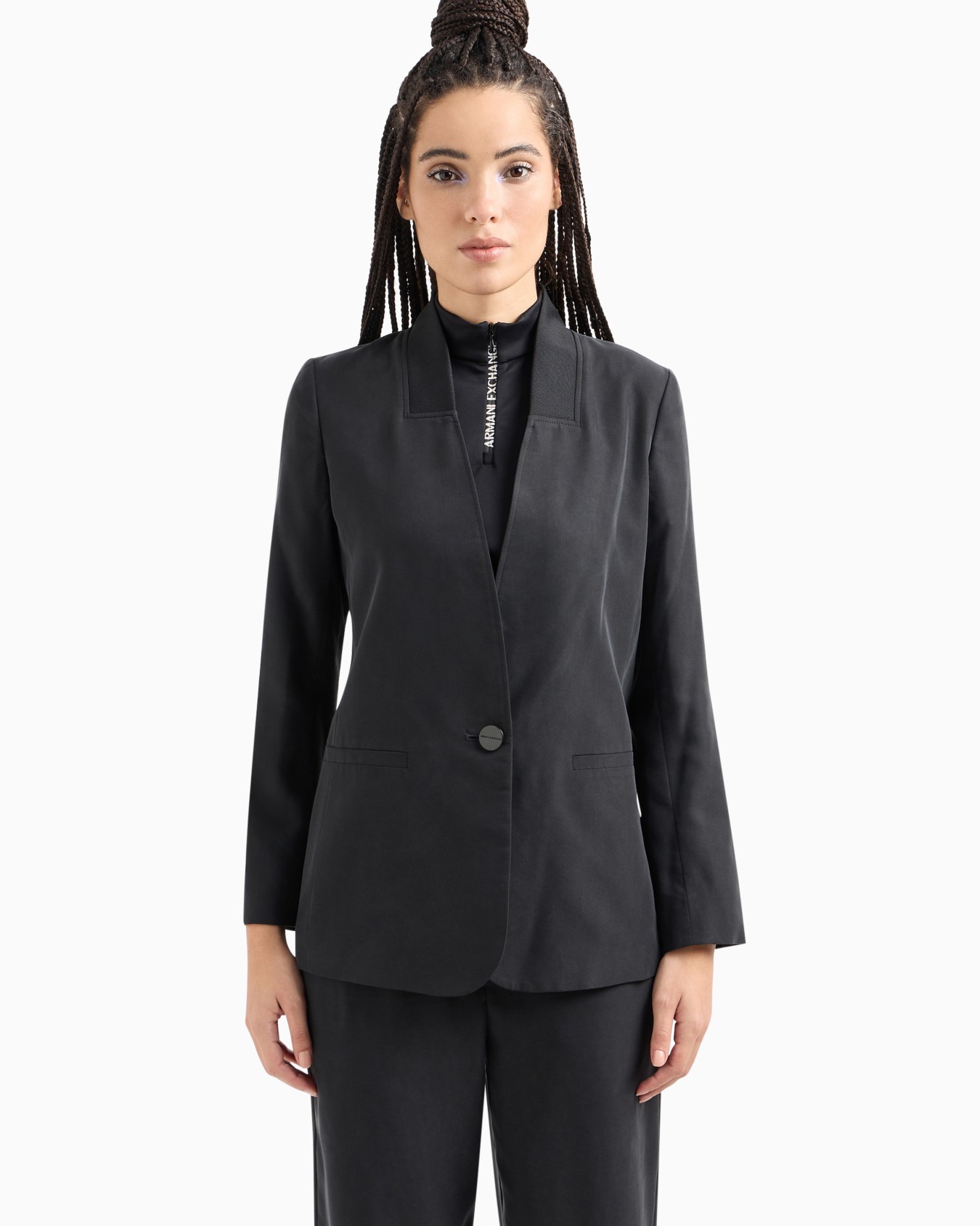 Single-breasted jacket in washed and sandblasted fabric Diapositiva 1