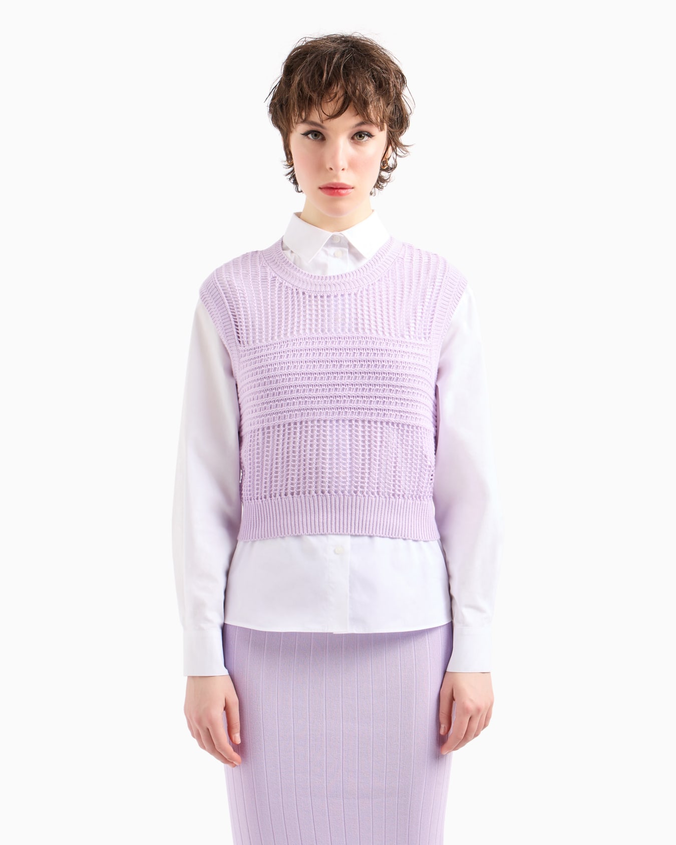 Maxi-striped cotton knit top Slide 1