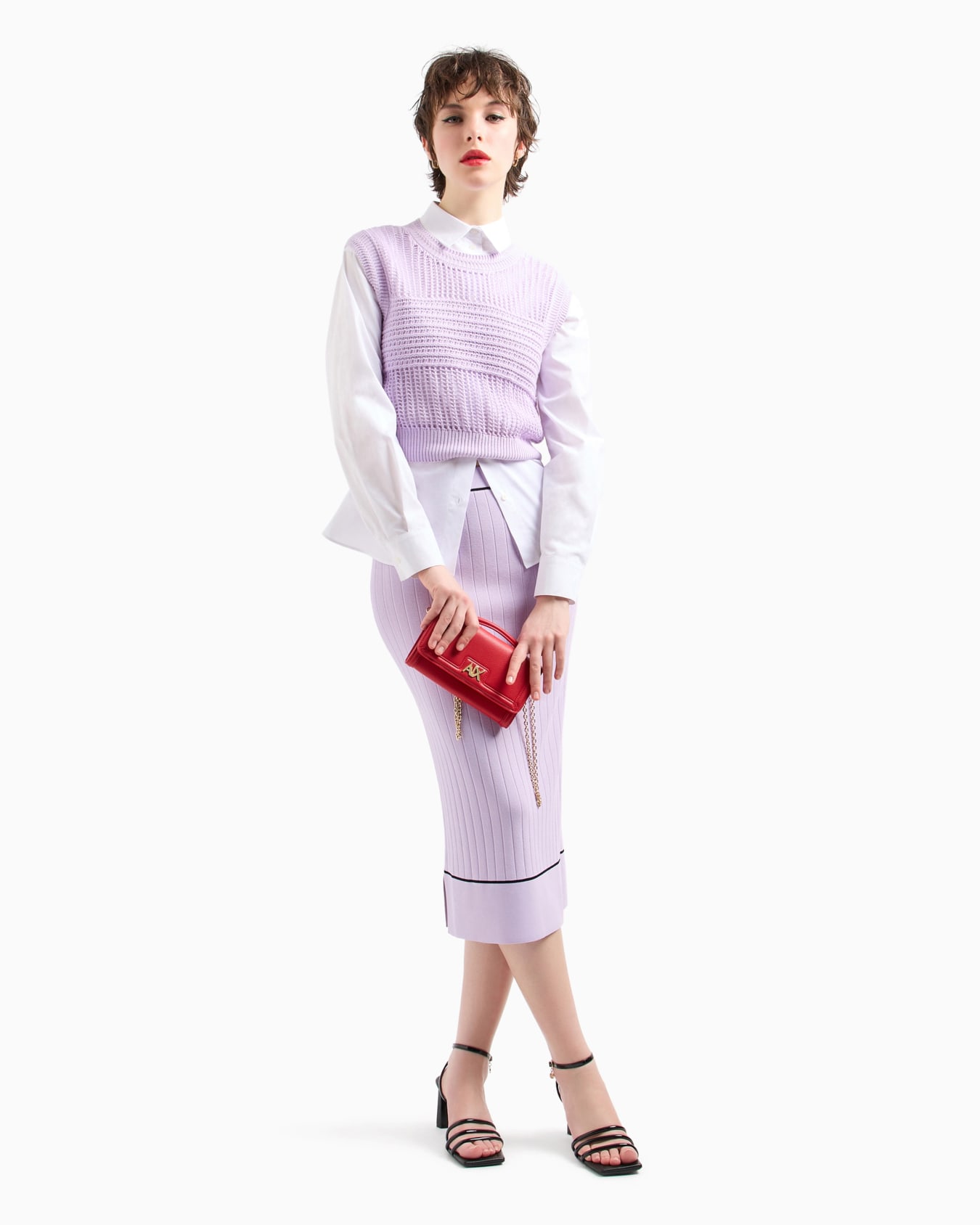 Maxi-striped cotton knit top Slide 3